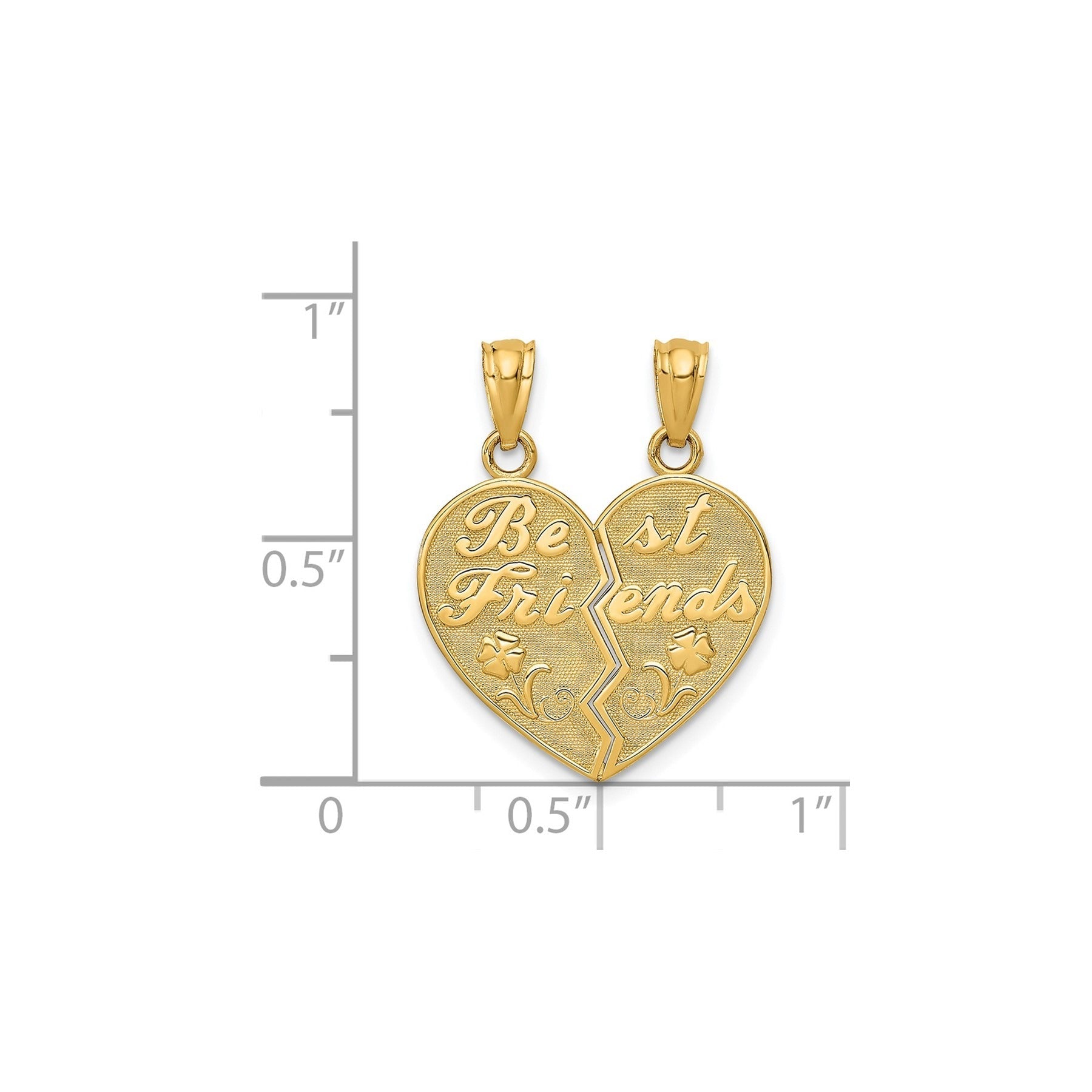 14k Gold BEST FRIENDS Heart Break-Apart Pendant