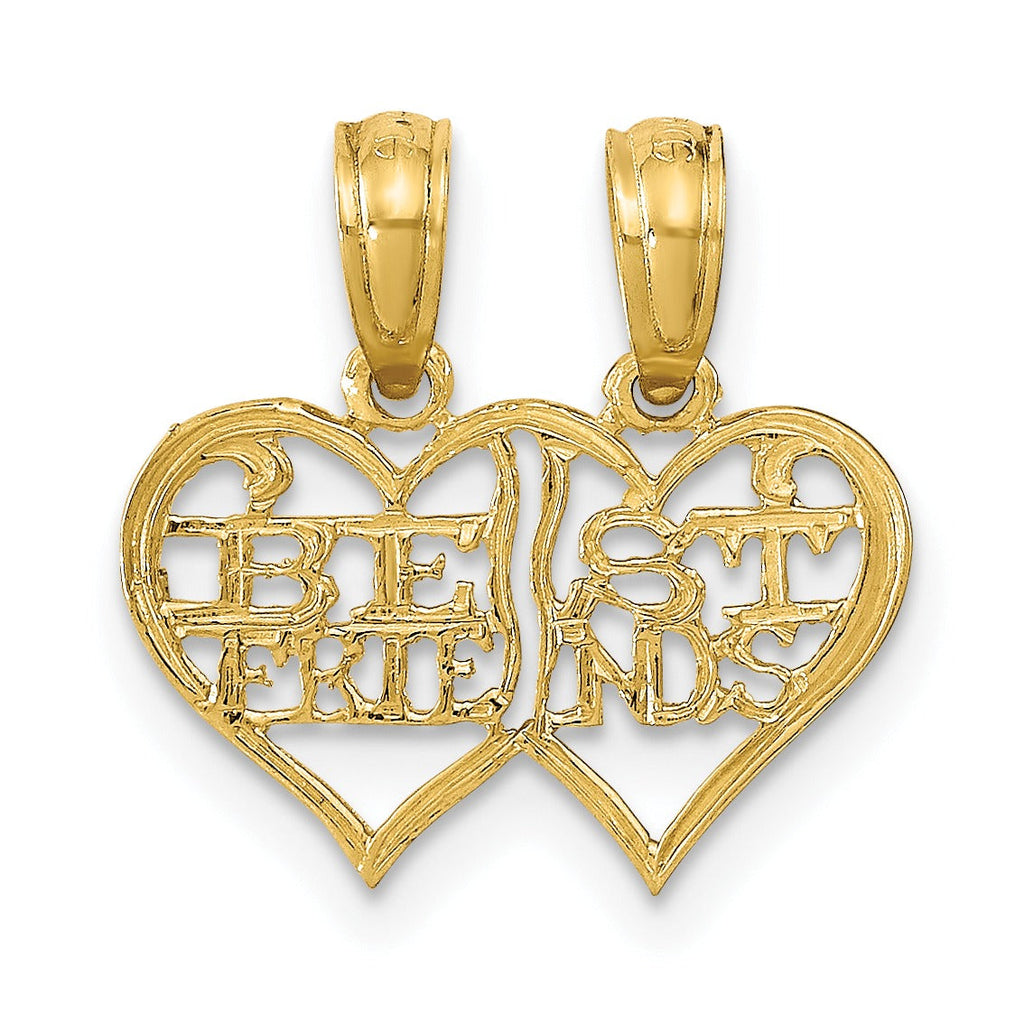 Gold best friends heart pendant, handcrafted jewelry from FCJ Jewelry LLC USA