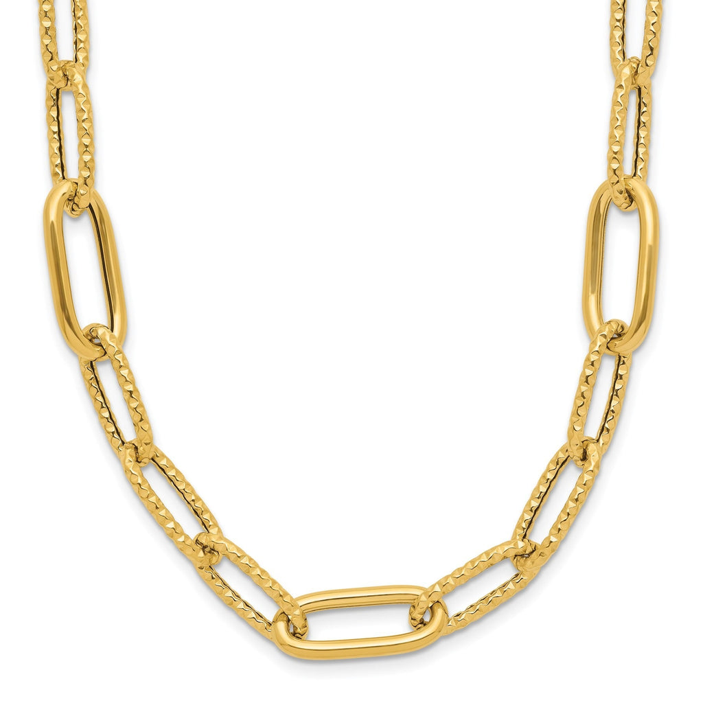 18 inch Fancy Paperclip Link Chain Necklace 14K Yellow Gold