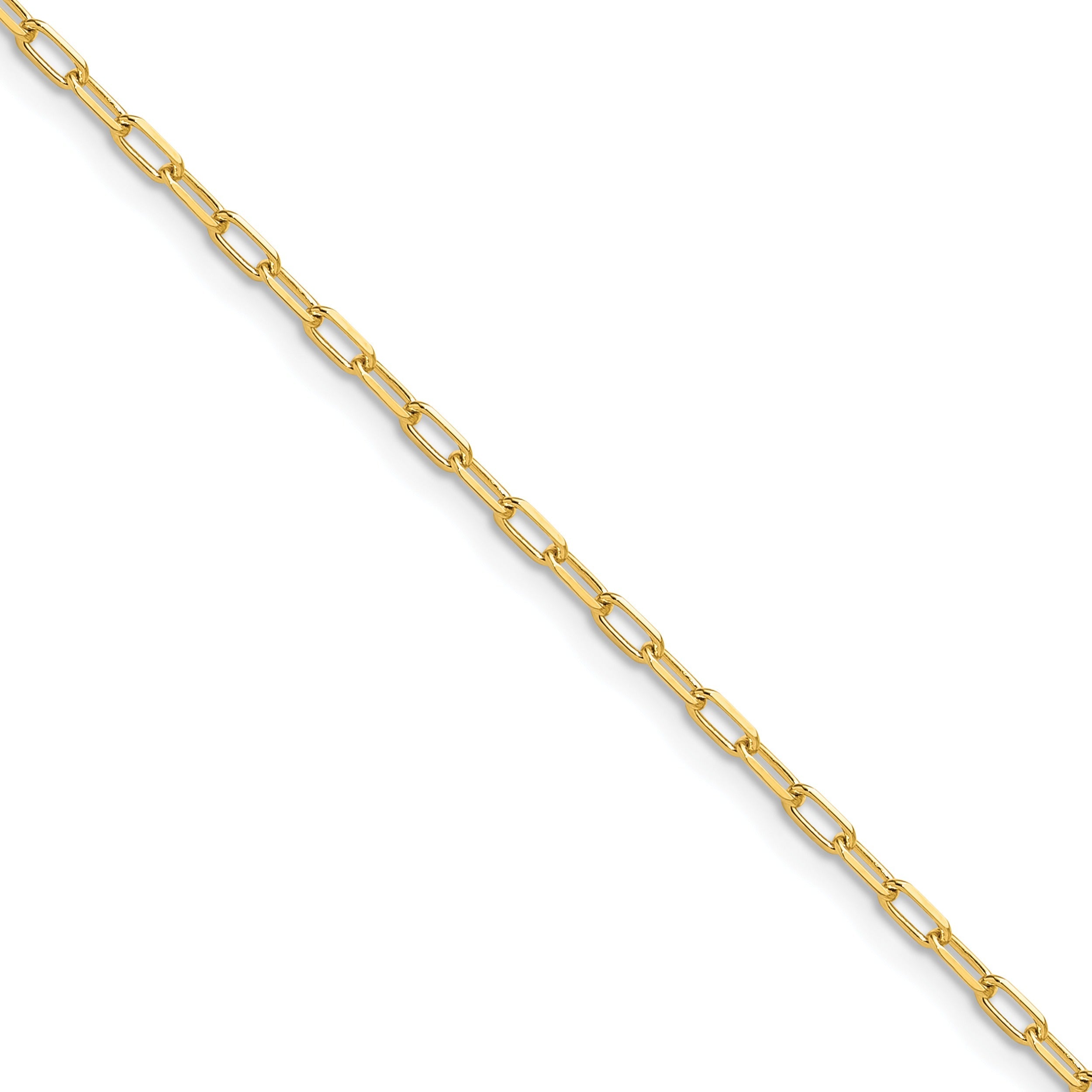 2.2 mm 14k Yellow Gold Solid Beveled Diamond Cut Paperclip Chain
