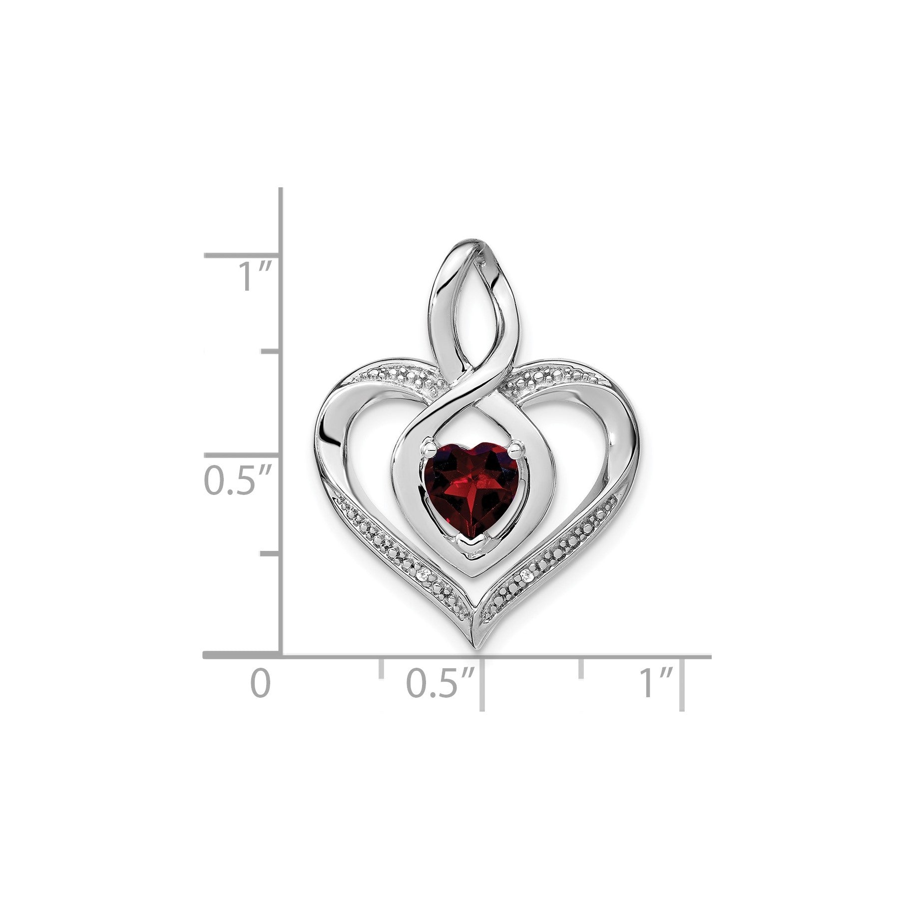 Garnet and Diamond Heart In Heart Pendant