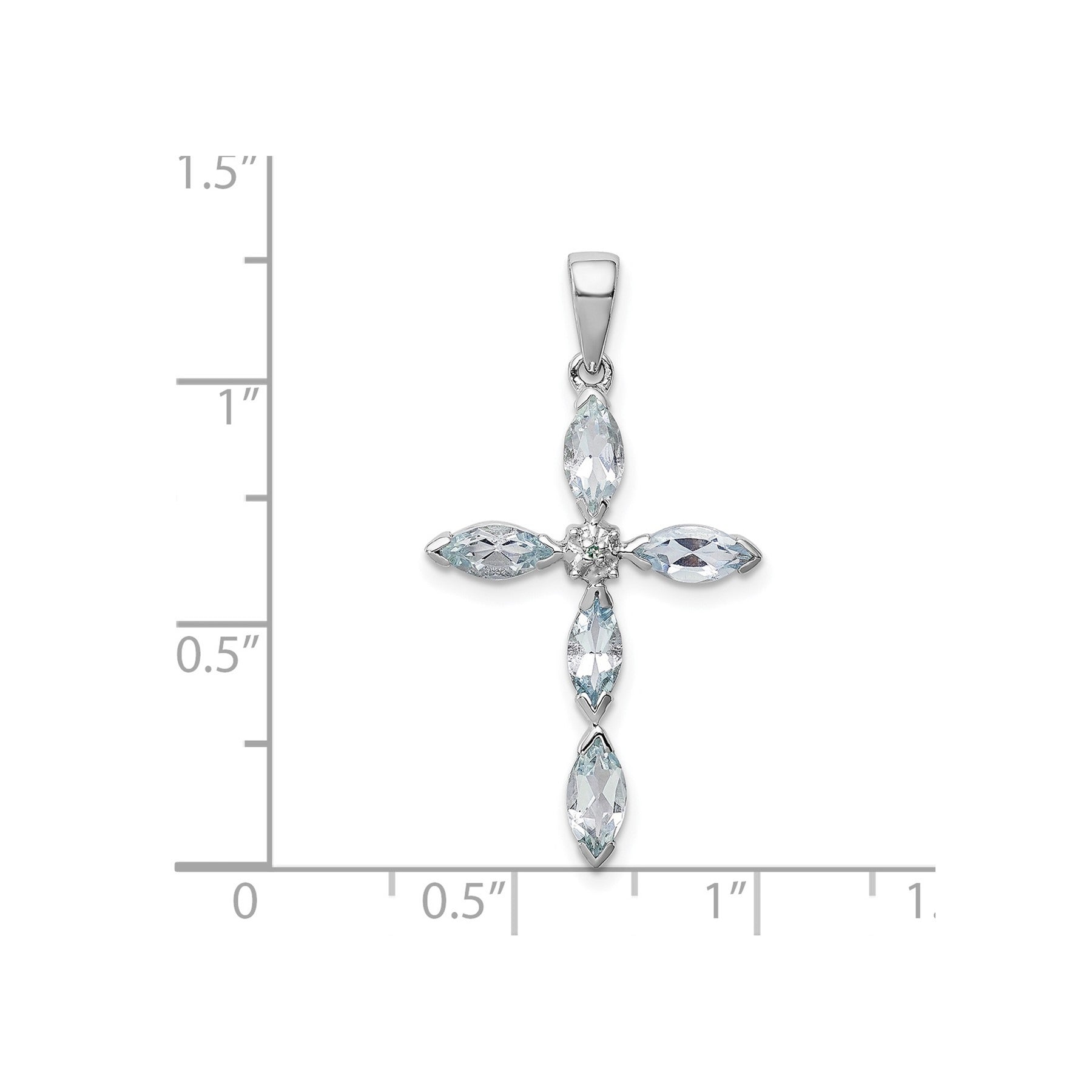 Sterling Silver Natural Blue Aquamarine and Diamond Pendant