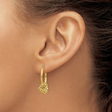 Load image into Gallery viewer, 14K Gold Moveable Heart Hoop Earrings