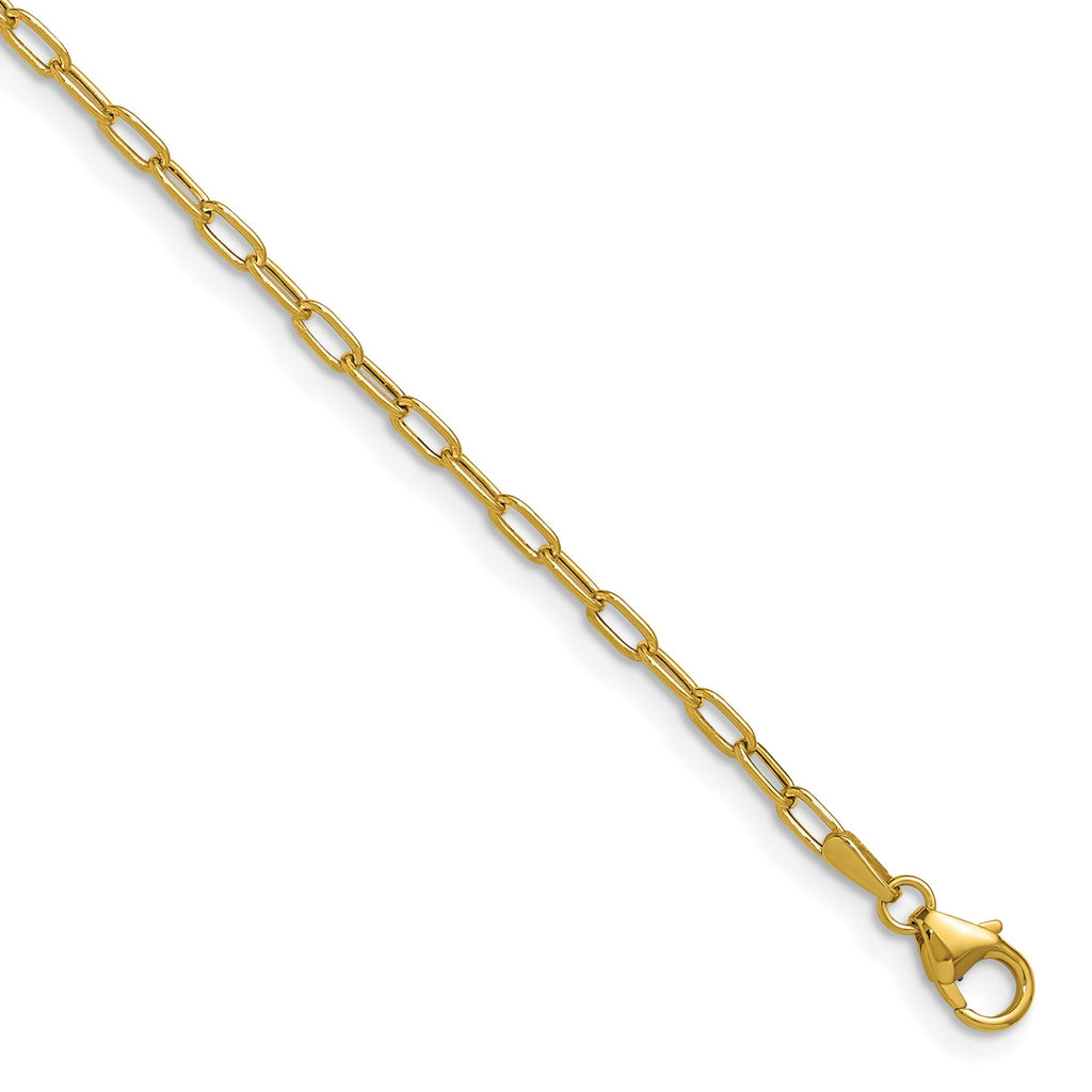 14k Yellow Gold Semi-Solid Paperclip Chain Necklace