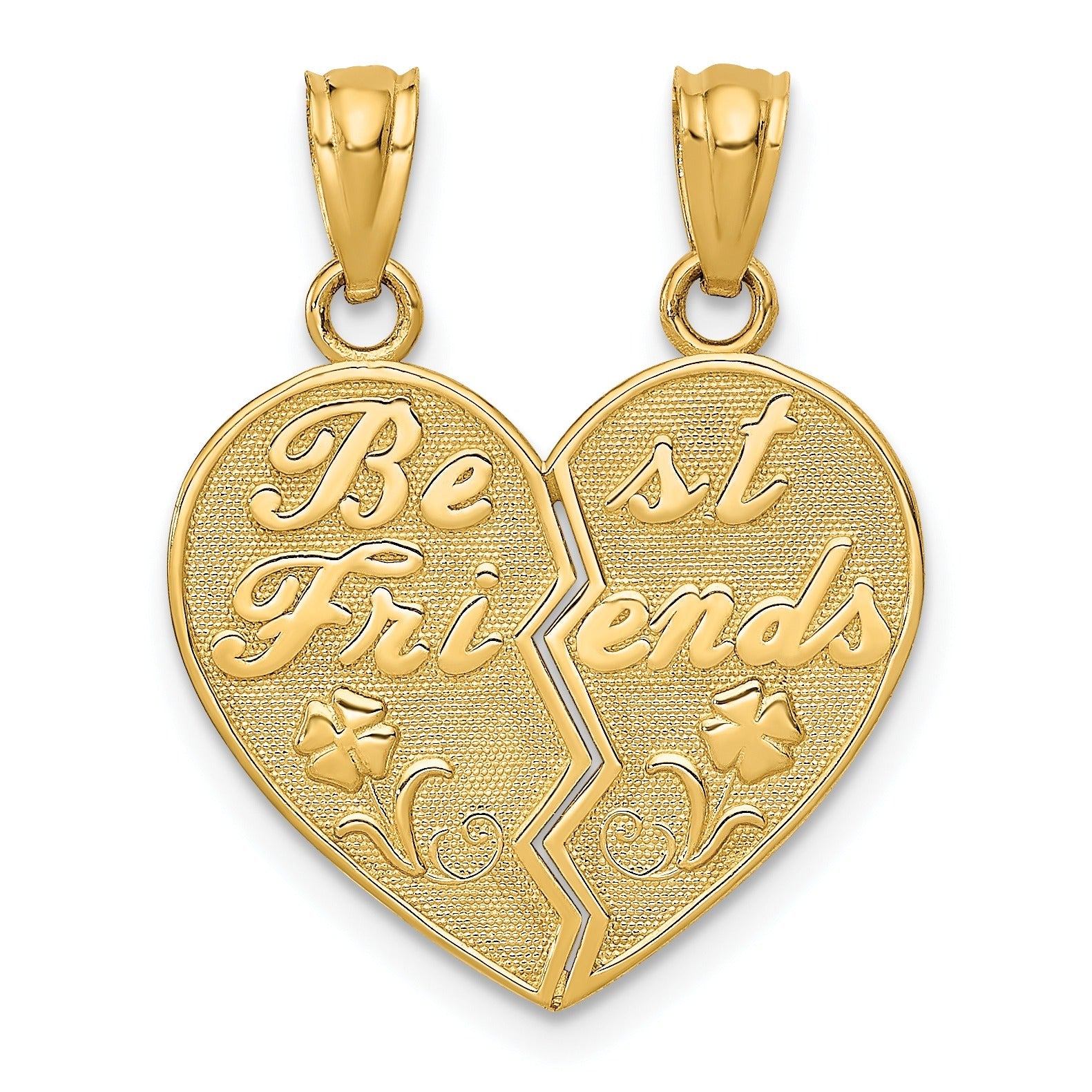 14k Gold BEST FRIENDS Heart Break-Apart Pendant