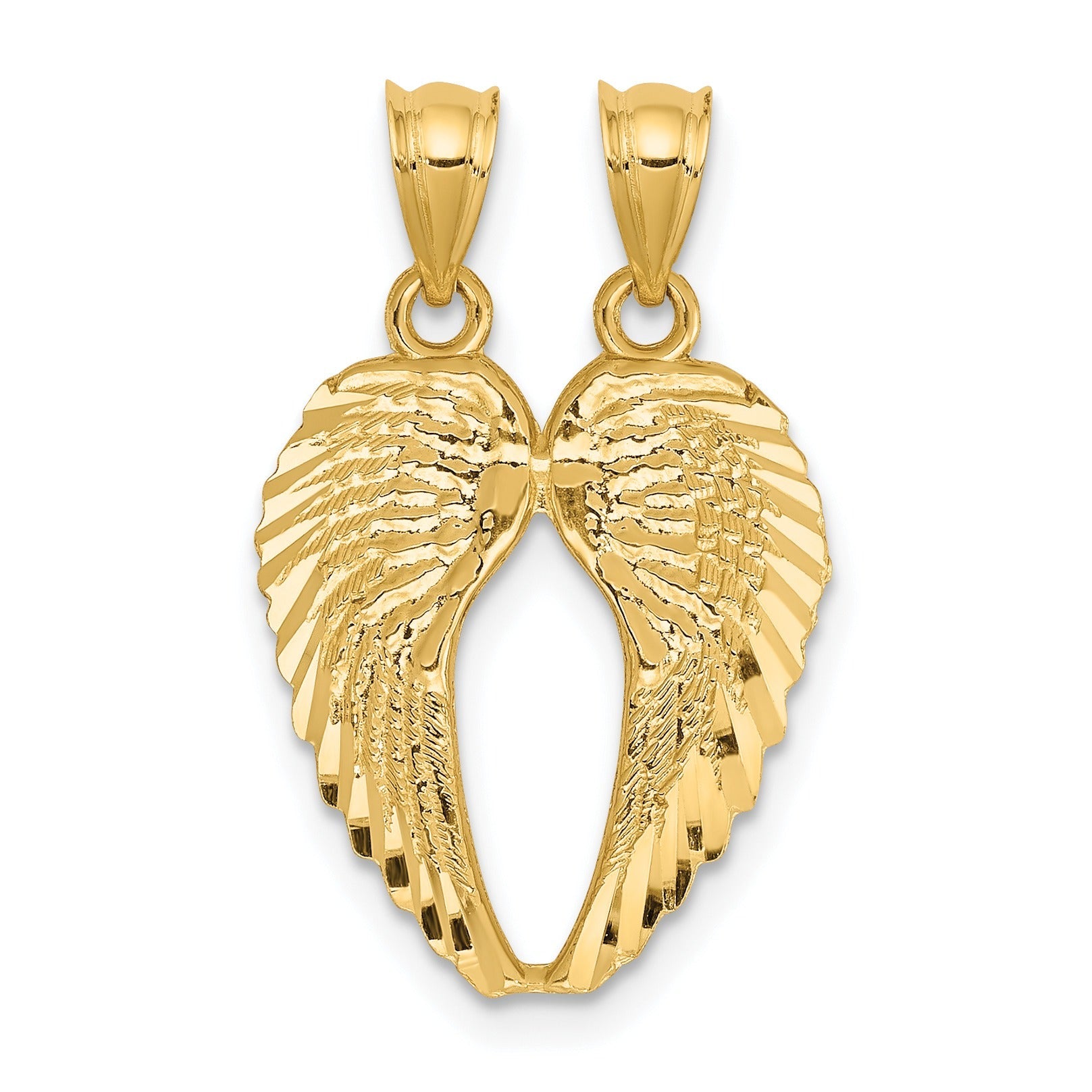 14k Gold Two-Piece Break-Apart Wings Pendant