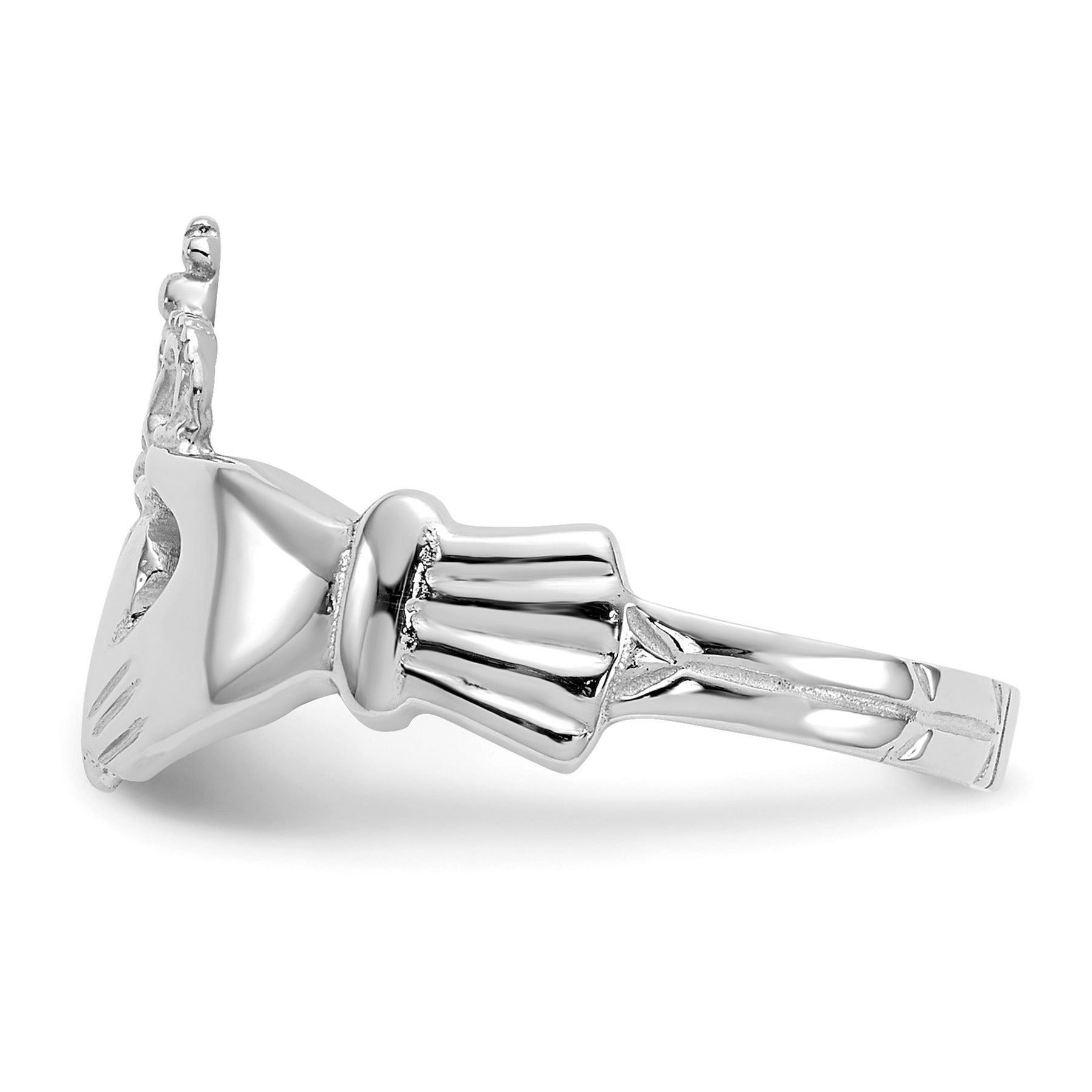 14k White Gold Irish Claddagh Unisex Ring