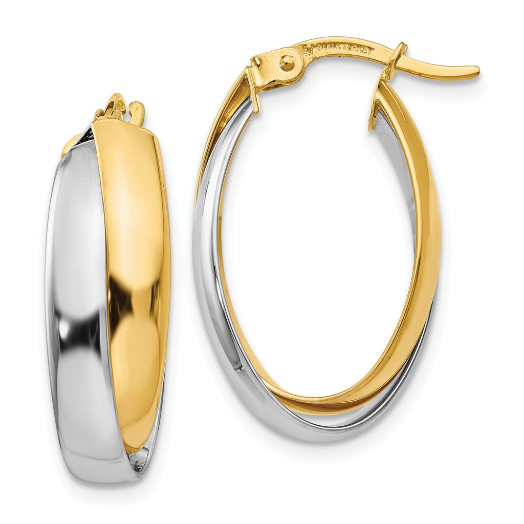 14K Gold Two-tone Double Oval Hoop Earrings