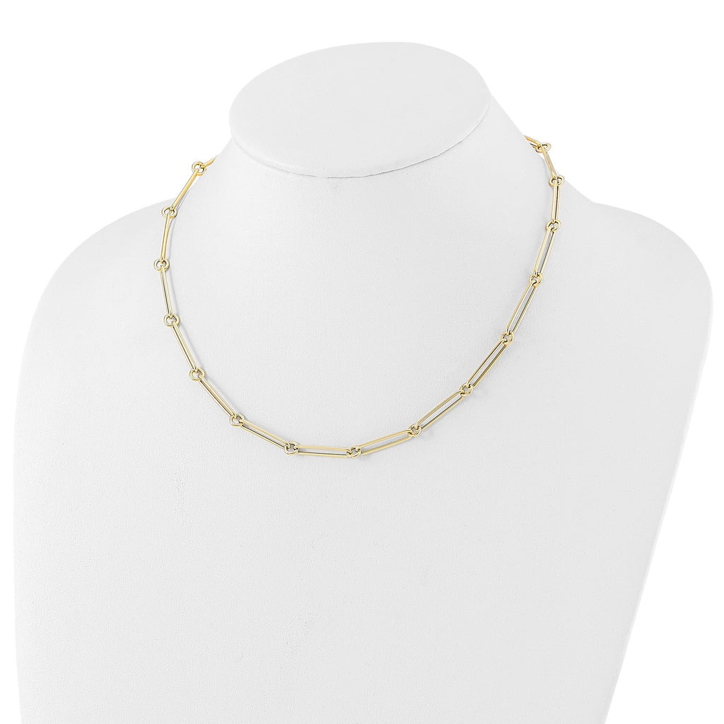 14K Yellow Gold Hollow Paperclip Link Necklace 18 inch