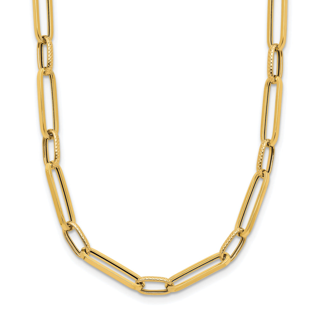 14K Yellow Gold Fancy Link Chain Necklace 17.5 inch