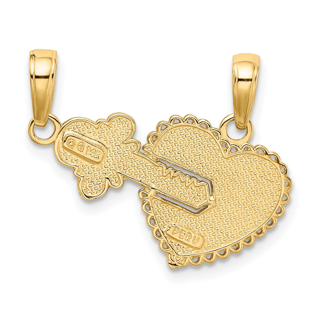 14K Solid Gold Break-Apart Charm Pendant for Couple