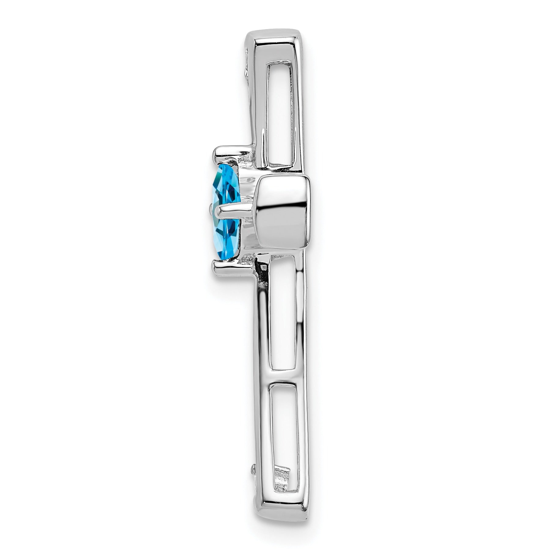 Natural Swiss Blue Topaz and Diamond Cross Chain Slide Pendant