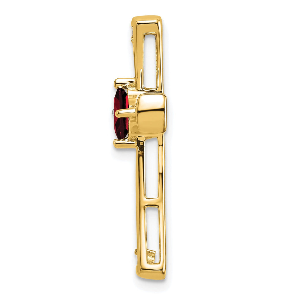 Natural Garnet and Diamond Cross Chain Slide Pendant