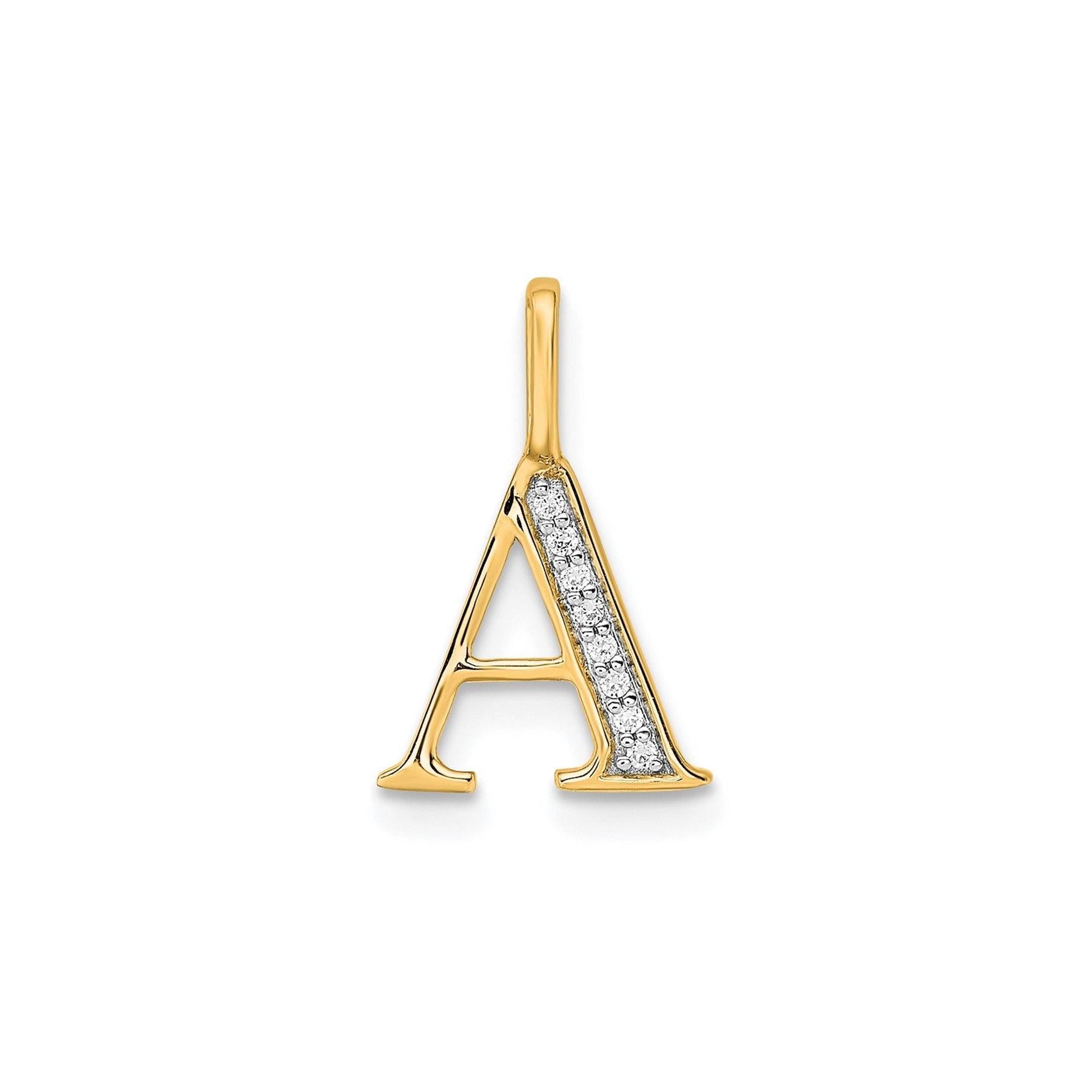 Natural Diamond Initial Letter 14k Gold Pendant