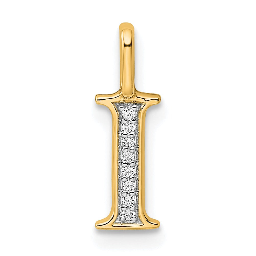 Natural Diamond Initial Letter 14k Gold Pendant