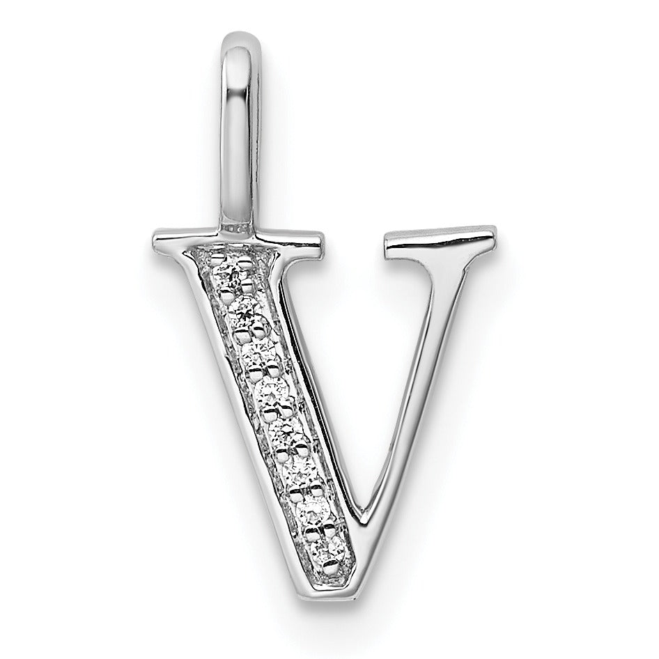 Natural Diamond Initial Letter 14k Gold Pendant