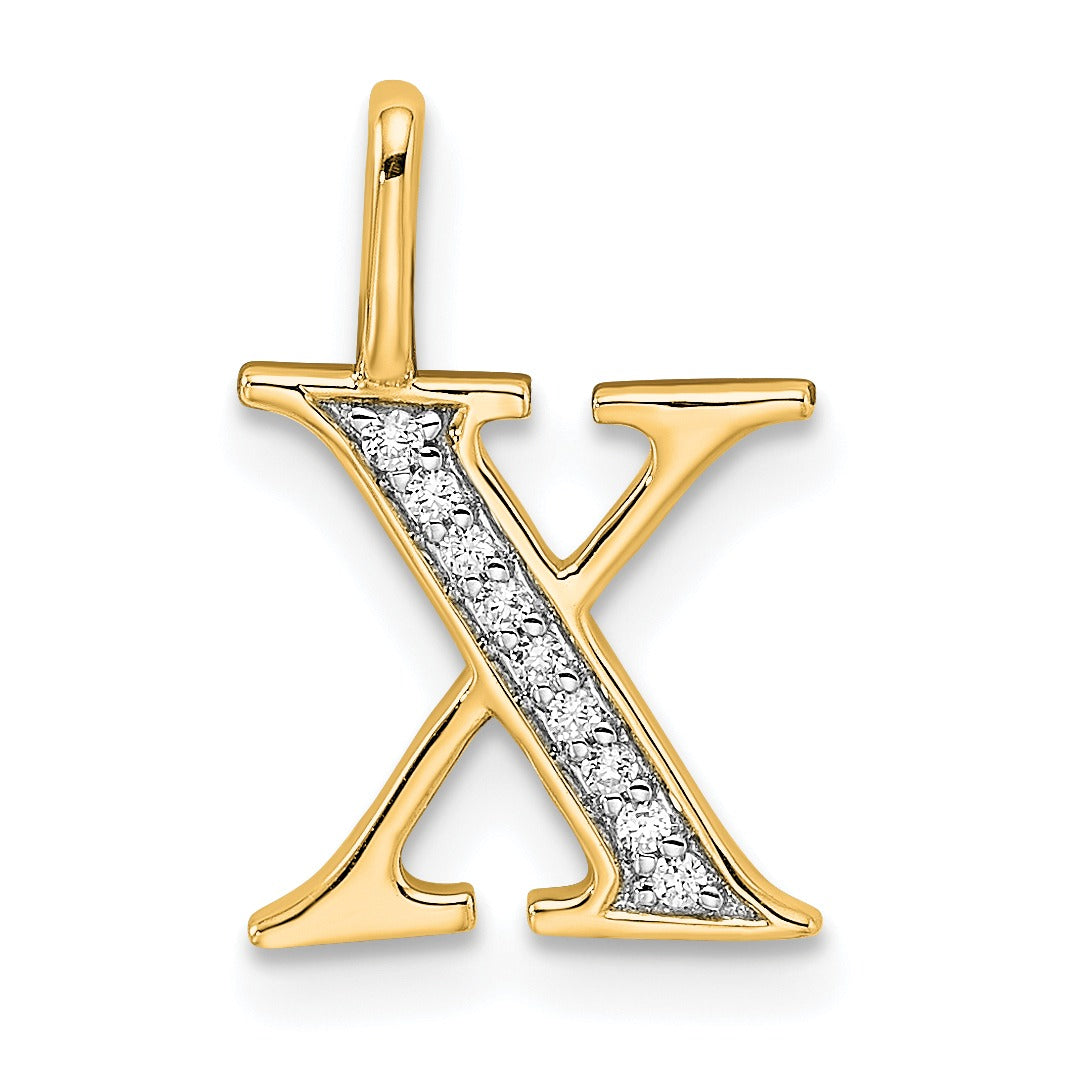 Natural Diamond Initial Letter 14k Gold Pendant