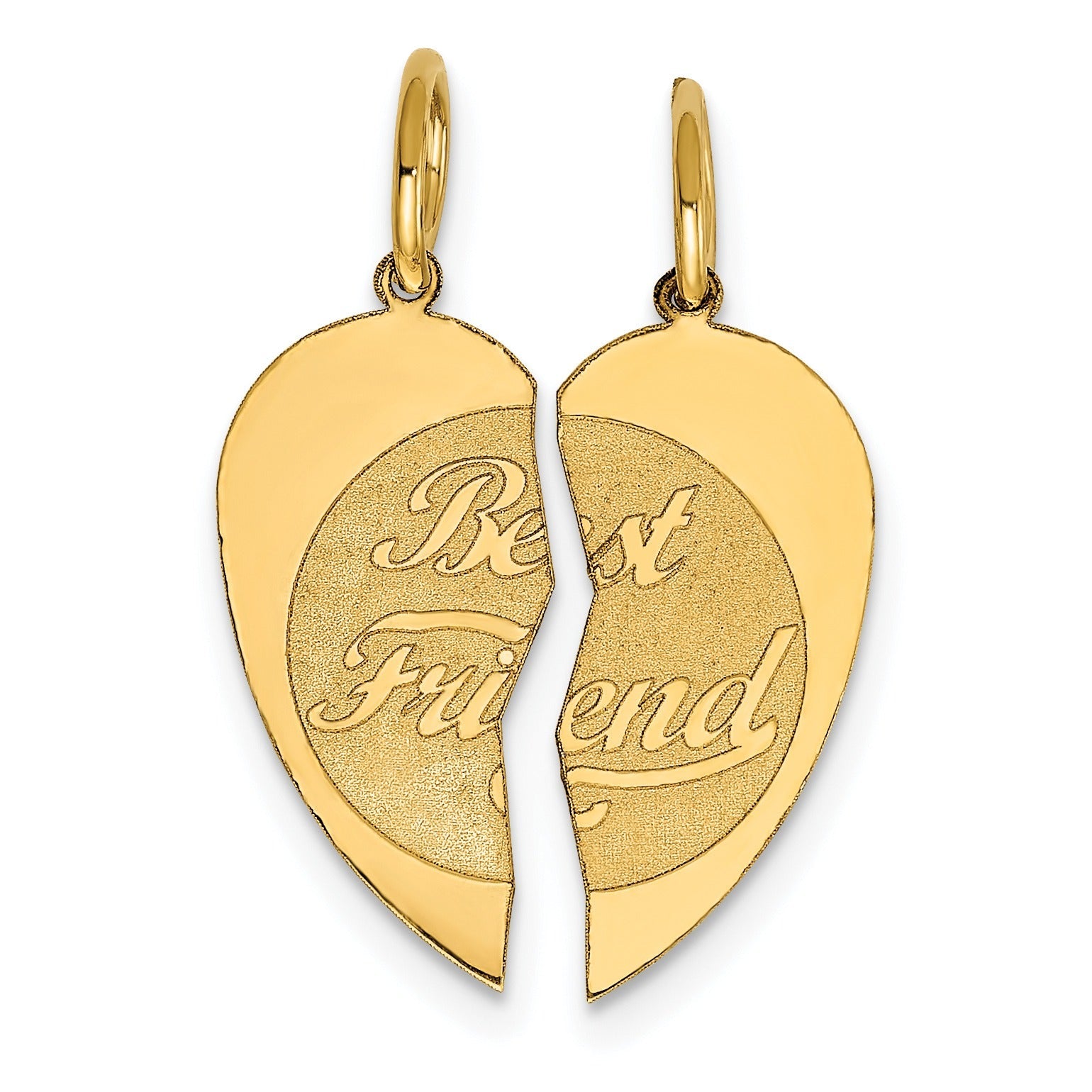 2-piece 14K Gold BEST FRIEND Charm Heart Pendant