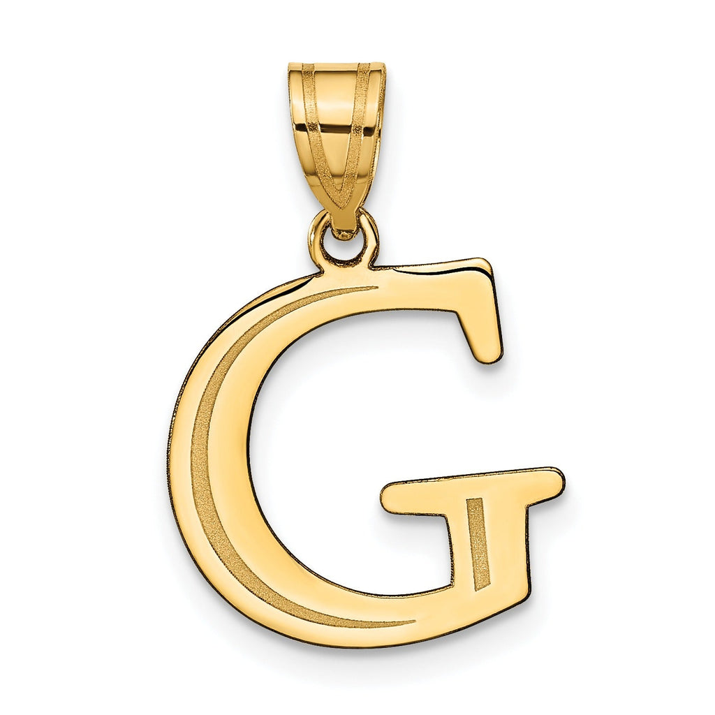 14K Gold Etched Initial Pendants