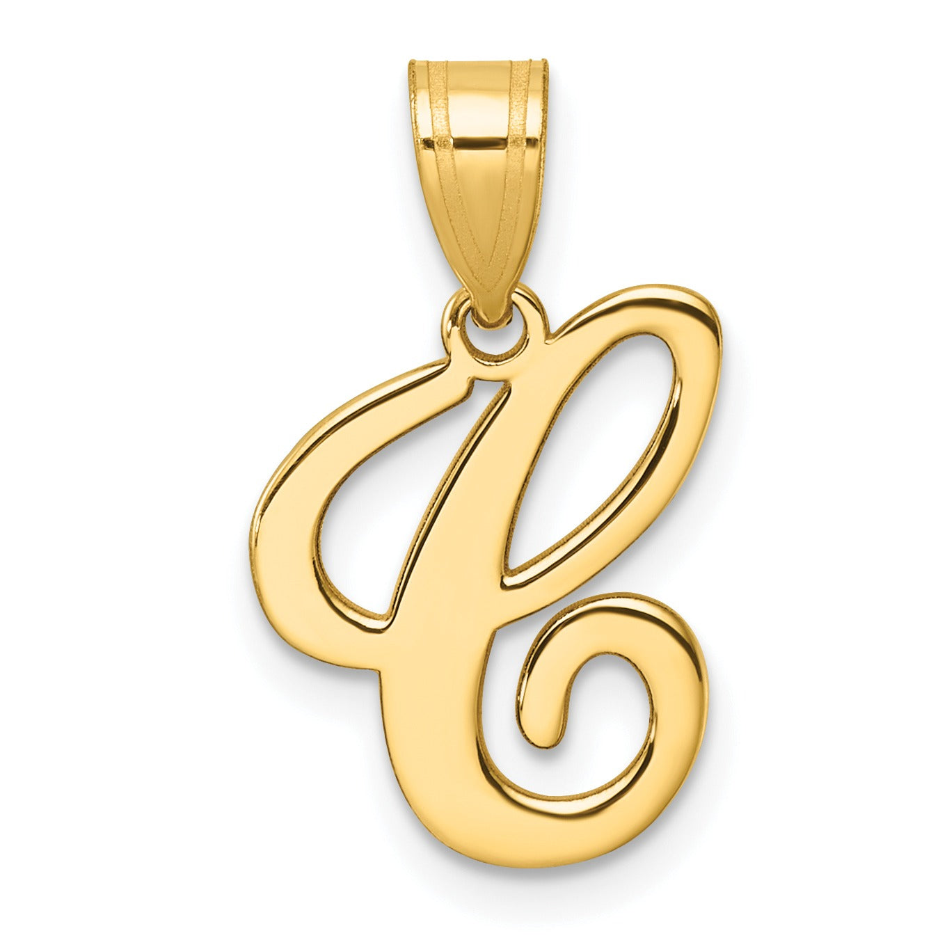 14k Gold Script Initial Charm Pendant