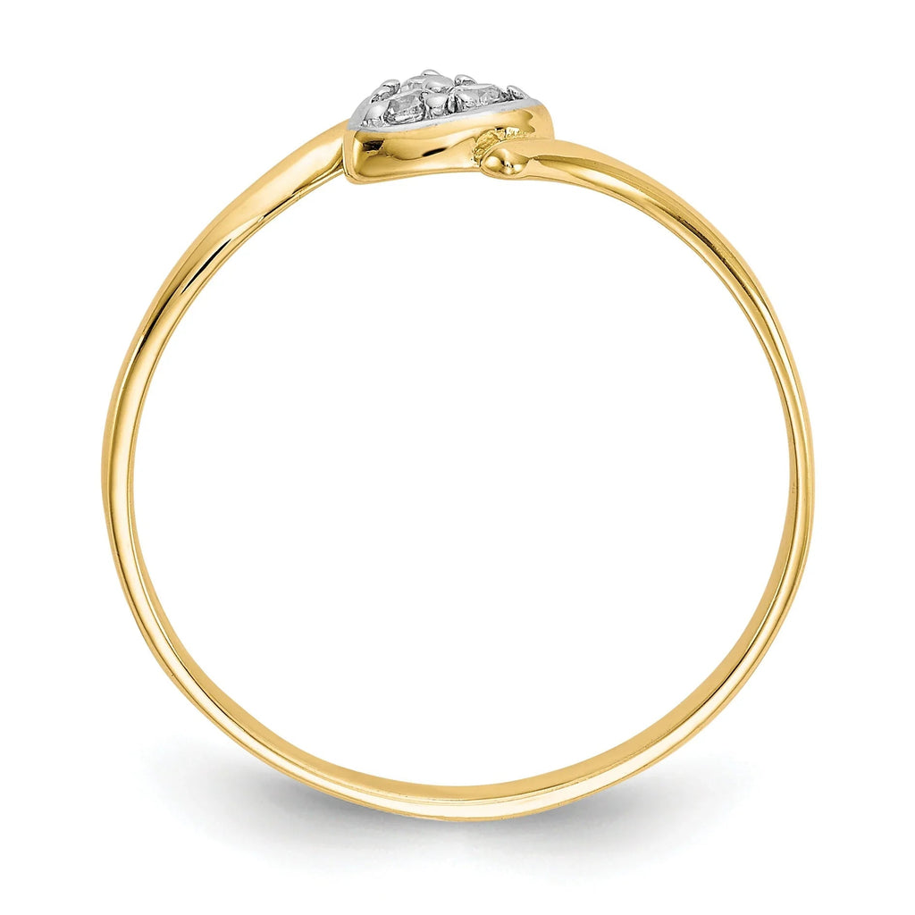 10K Gold CZ Heart Bypass Ring