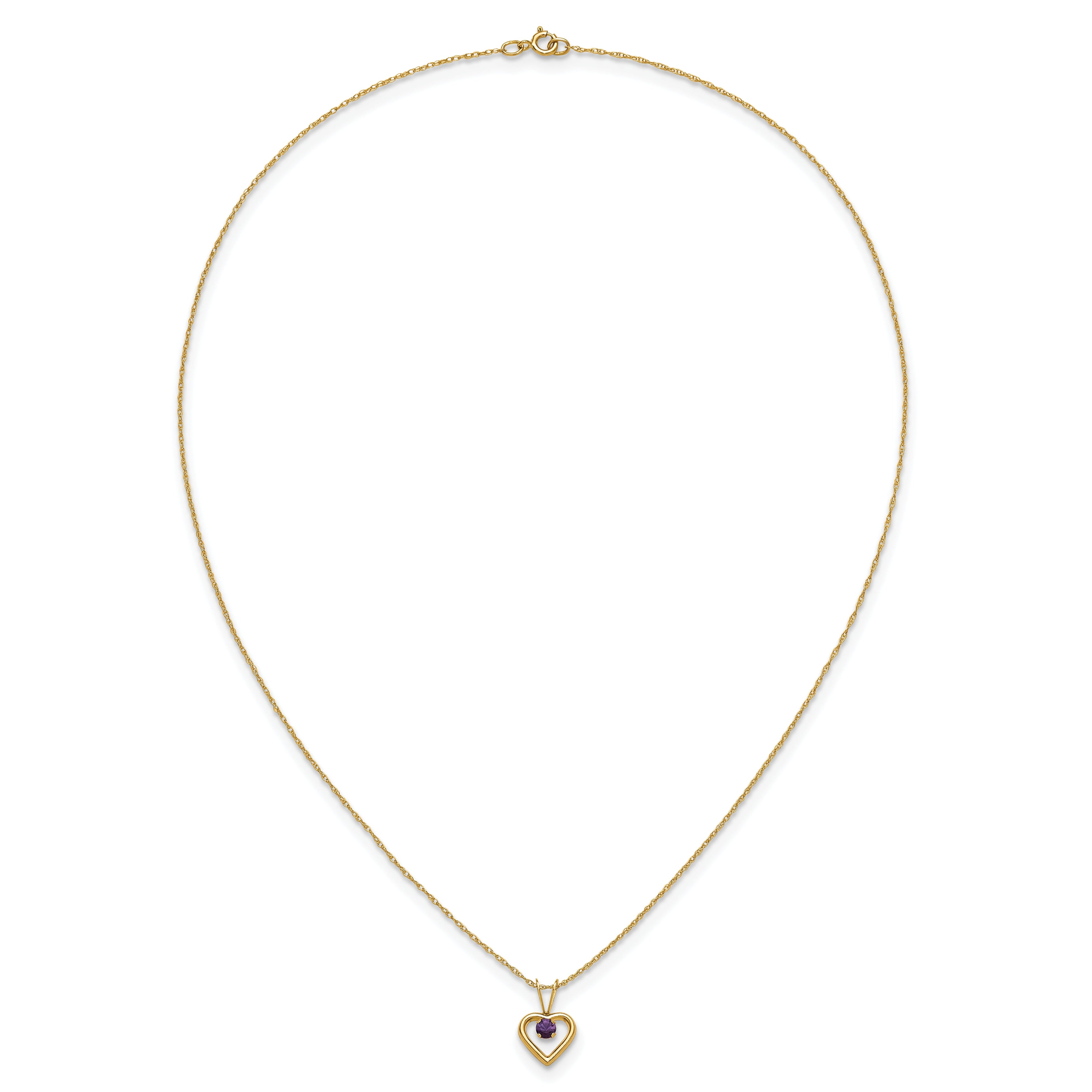 Gold necklace with heart-shaped purple gemstone pendant, FCJ Jewelry LLC handcrafted jewelry