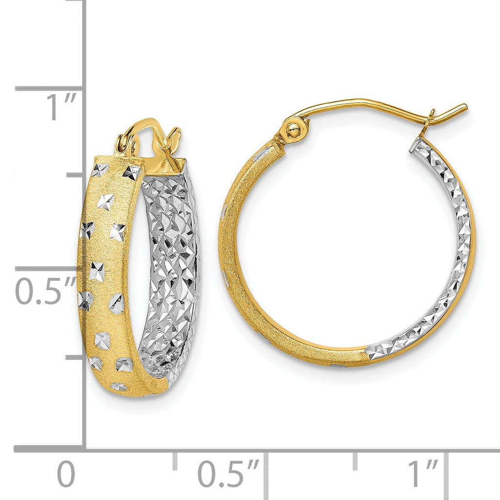 10k Gold Two-tone Diamond-cut Hoop Earrings