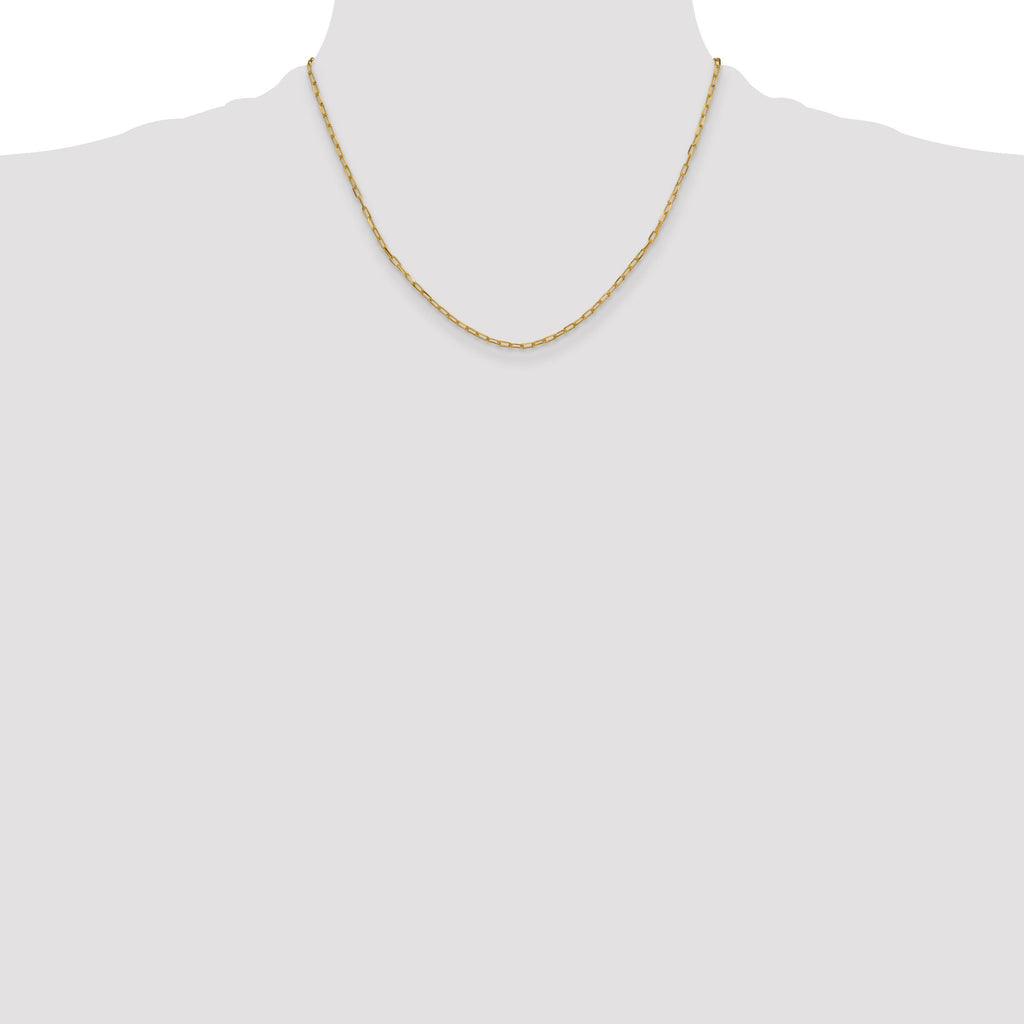 2.2mm Solid Beveled Diamond Cut Paperclip Chain 14k Yellow Gold