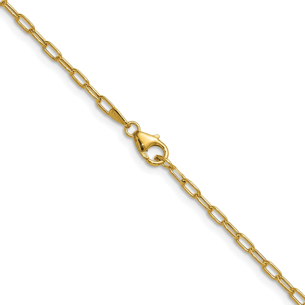 14k Yellow Gold Semi-Solid Paperclip Chain Necklace