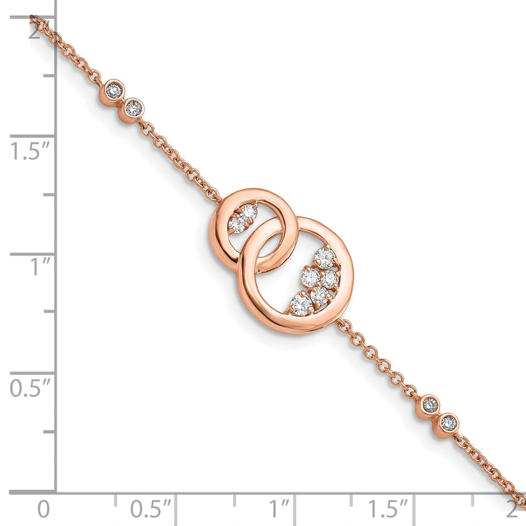 1/3 ct Diamond Double Circle with Star Dangle Bracelet 14k Rose Gold