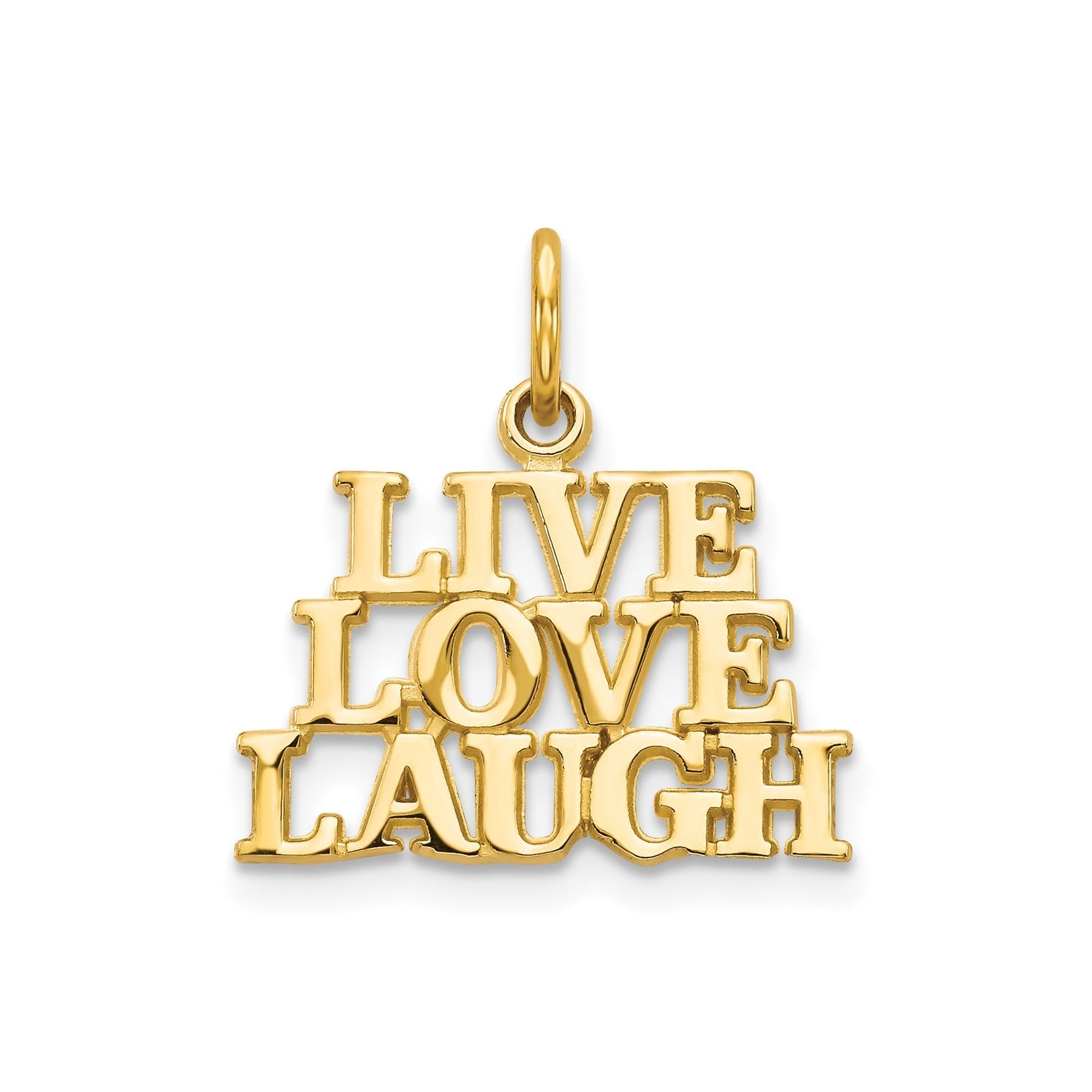 14k Gold Live Love Laugh Charm Pendant