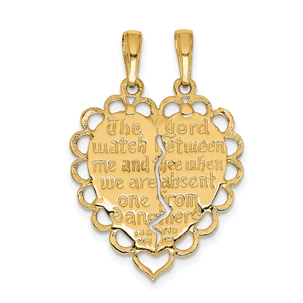14k Gold Reversible MIZPAH Breakable Heart Pendant