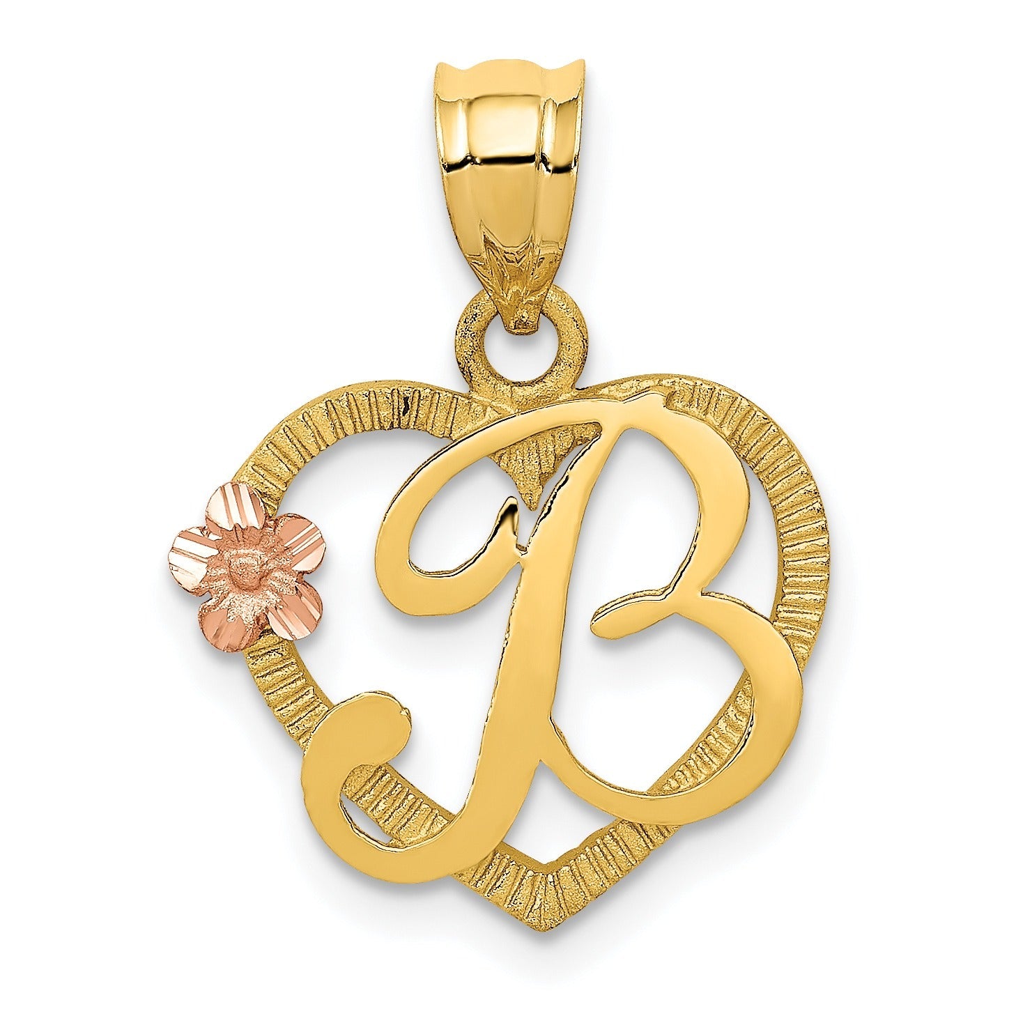 14k Gold Heart Initial Pendants