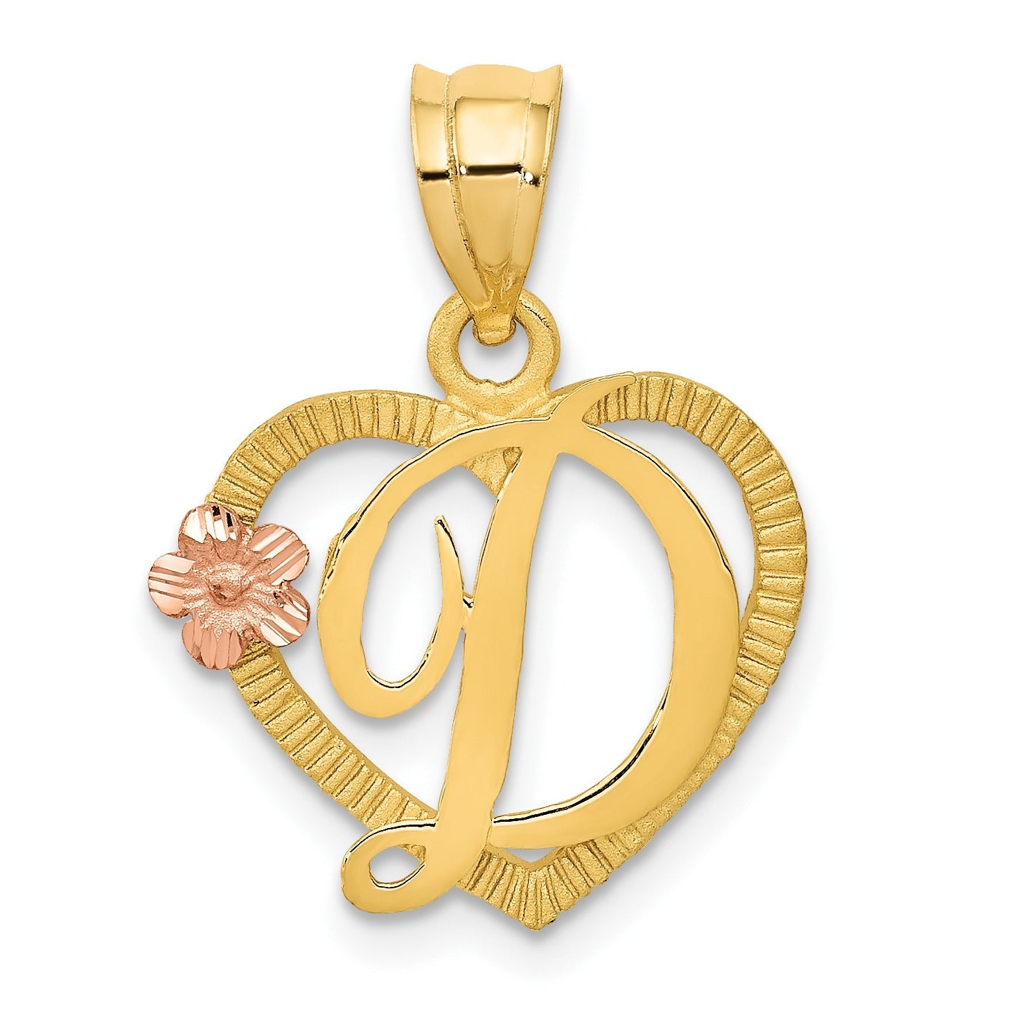 14k Gold Heart Initial Pendants