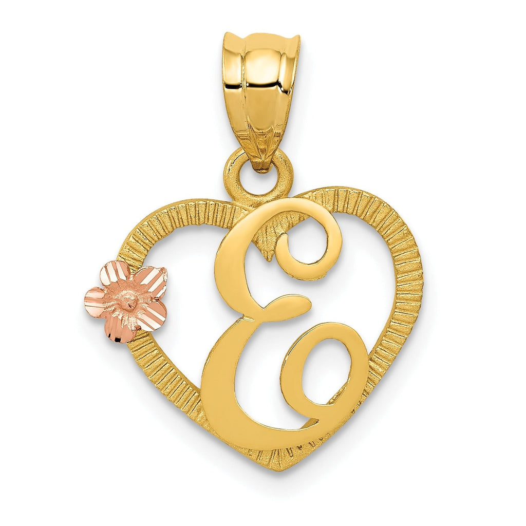 14k Gold Heart Initial Pendants