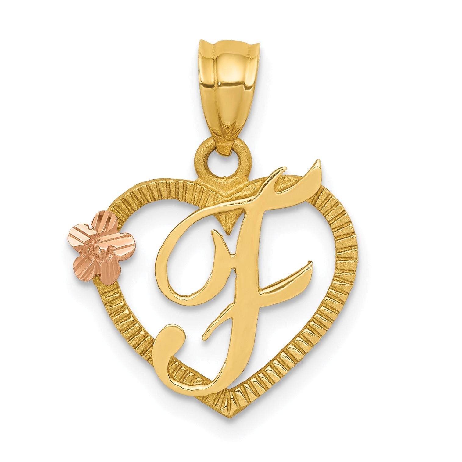 14k Gold Heart Initial Pendants