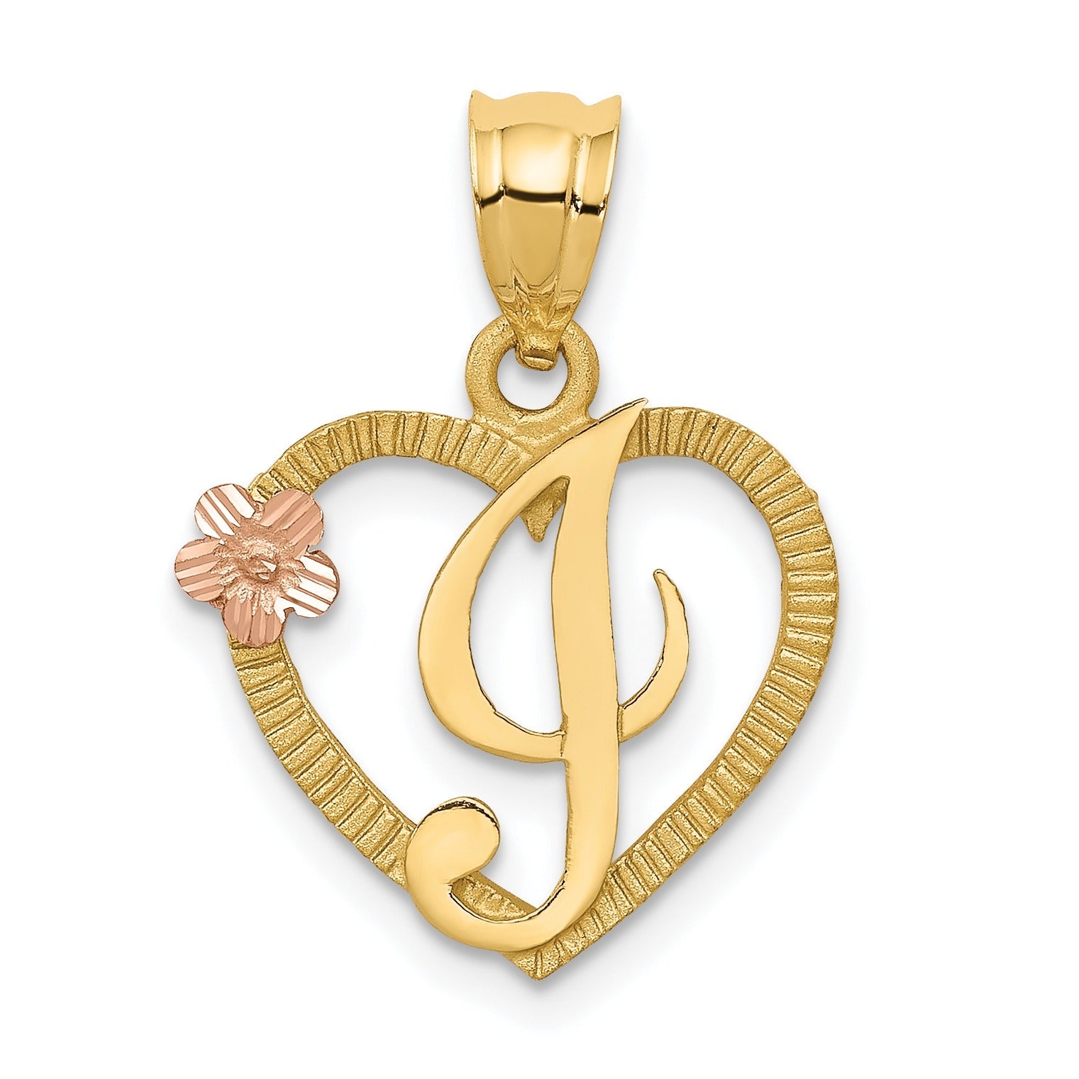 14k Gold Heart Initial Pendants