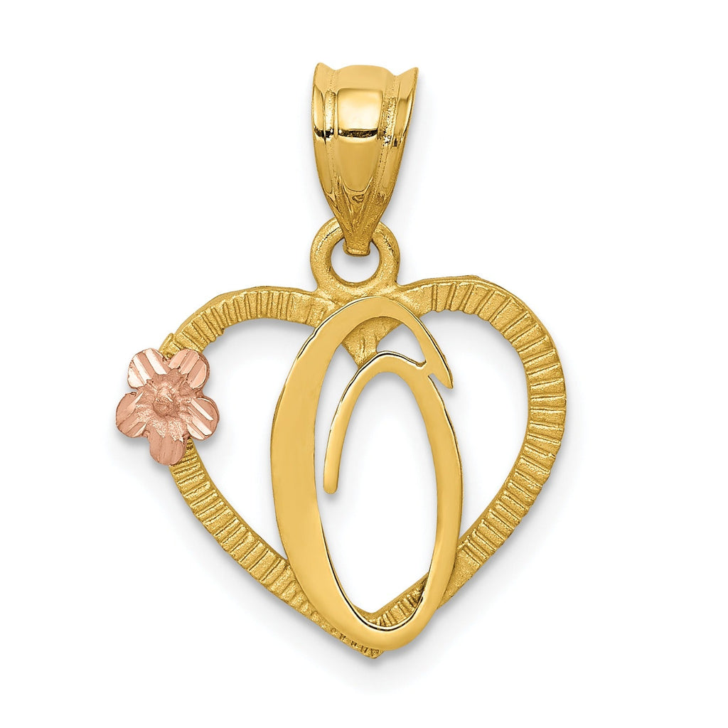 14k Gold Heart Initial Pendants