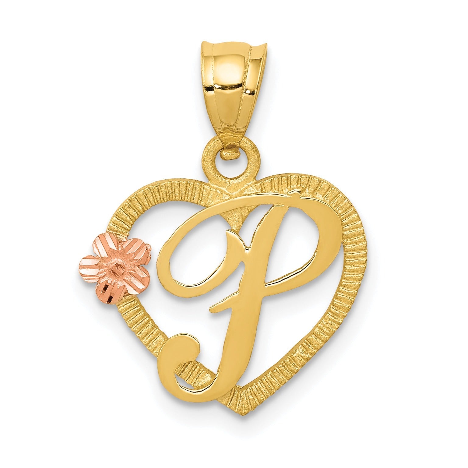 14k Gold Heart Initial Pendants