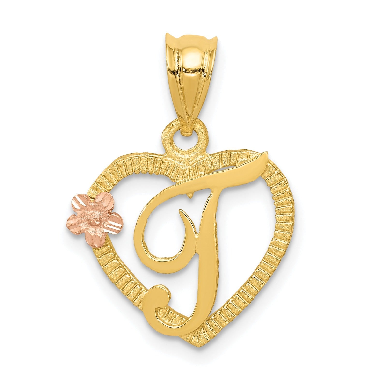 14k Gold Heart Initial Pendants