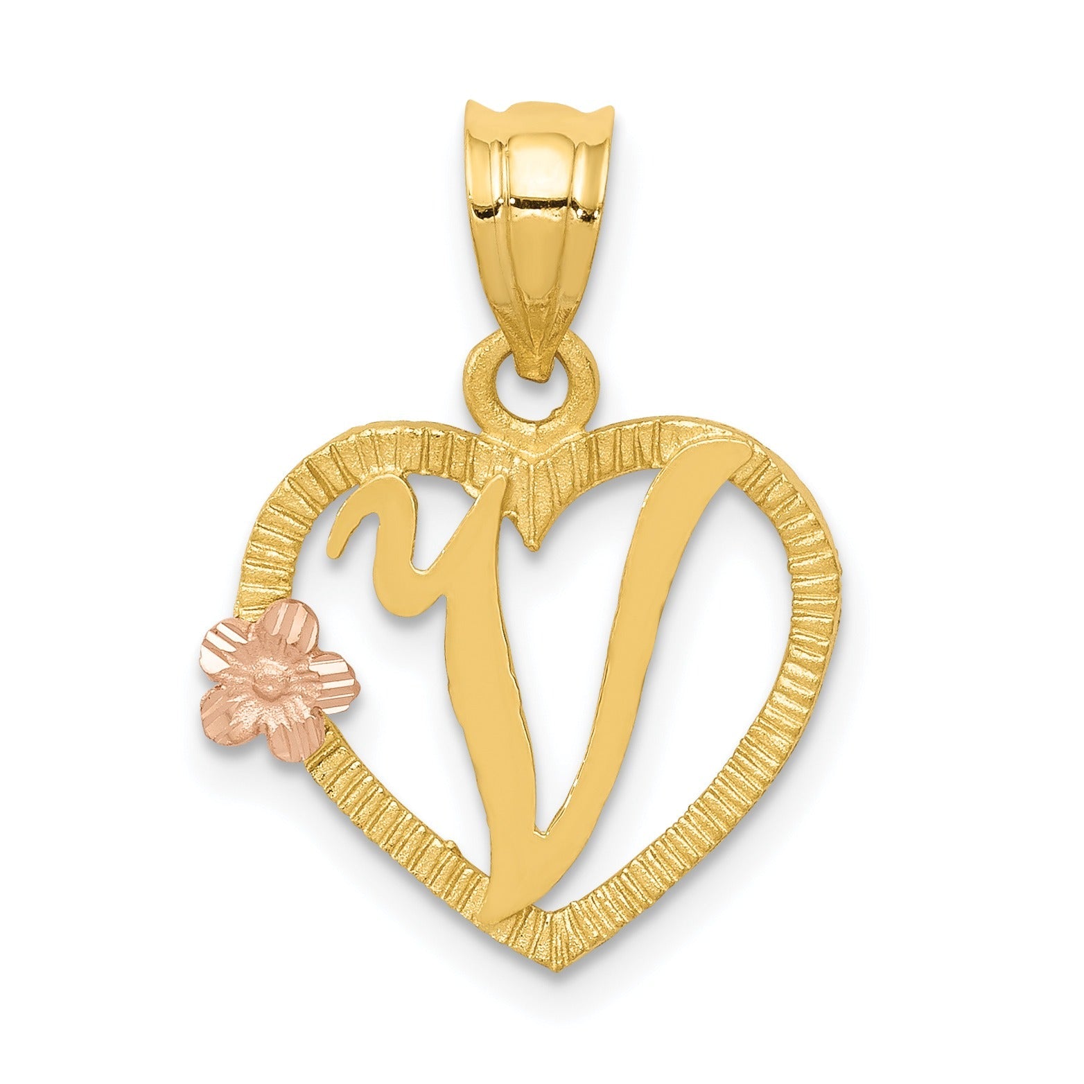 14k Gold Heart Initial Pendants