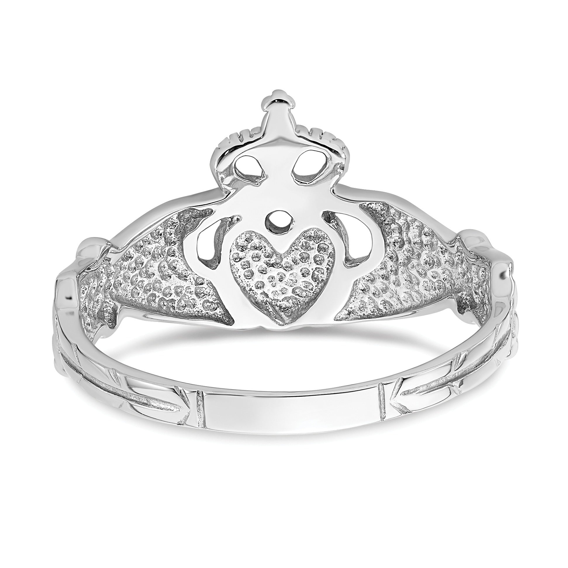 14k White Gold Irish Claddagh Unisex Ring