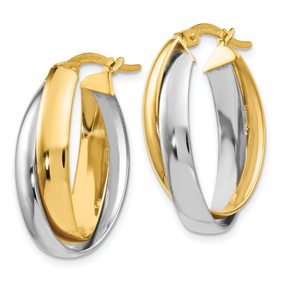 14K Gold Two-tone Double Oval Hoop Earrings