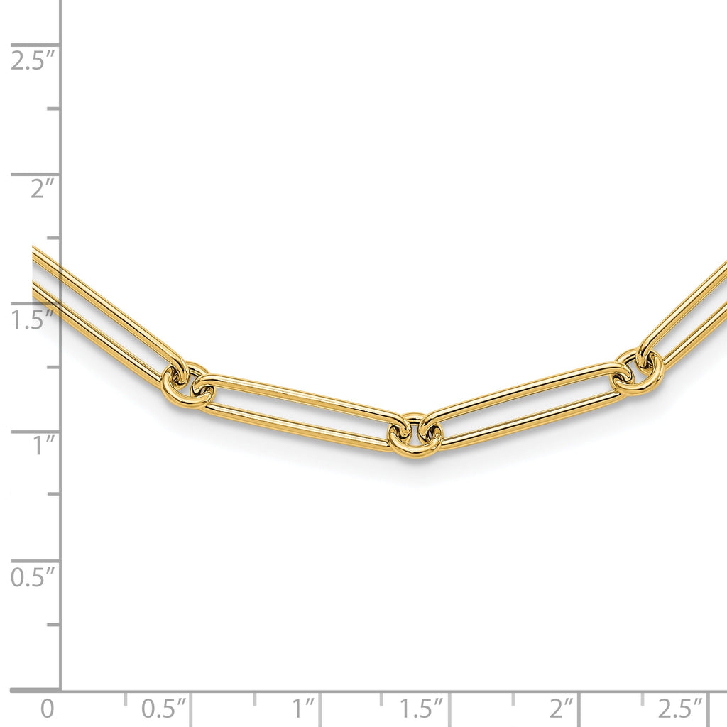14K Yellow Gold Hollow Paperclip Link Necklace 18 inch