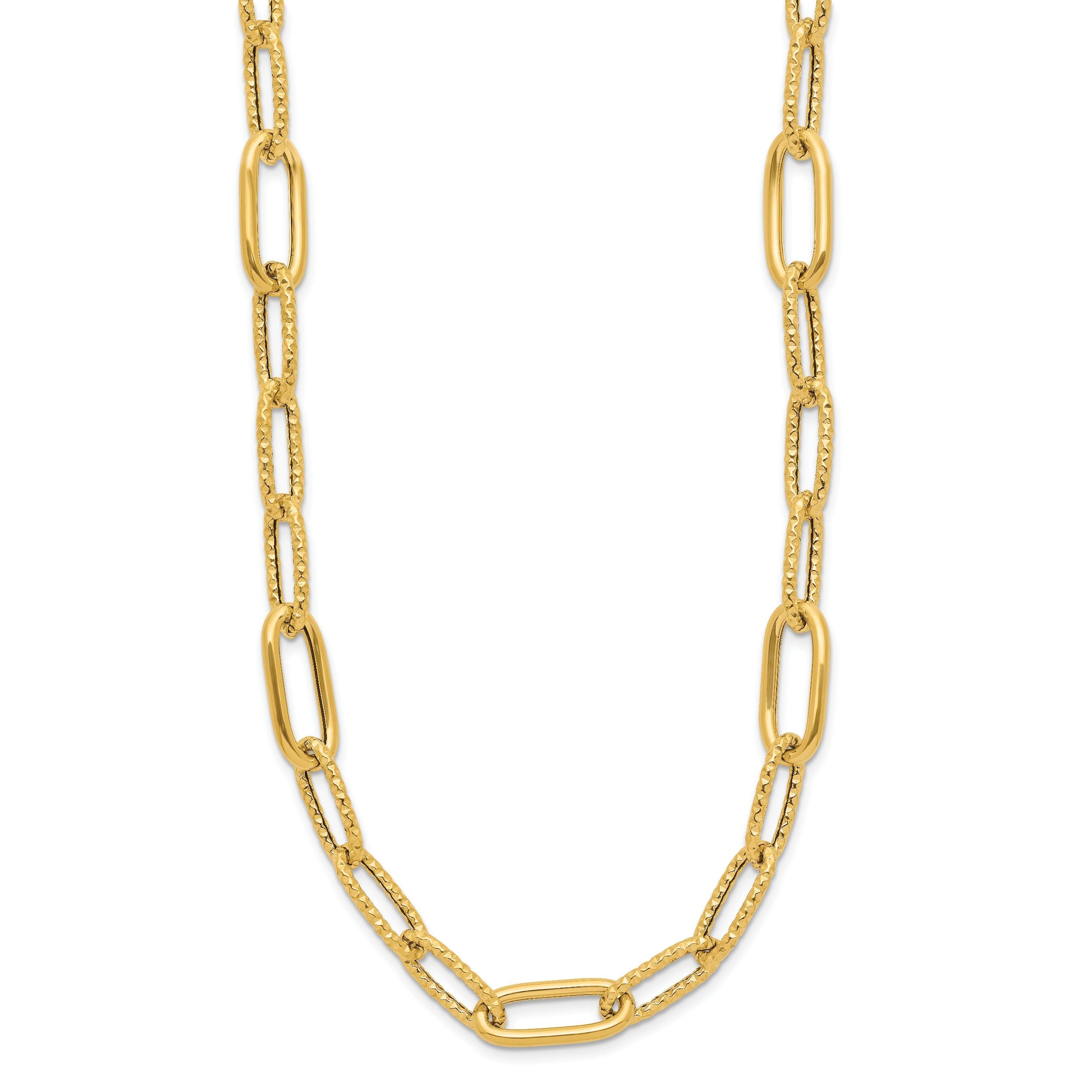 18 inch Fancy Paperclip Link Chain Necklace 14K Yellow Gold