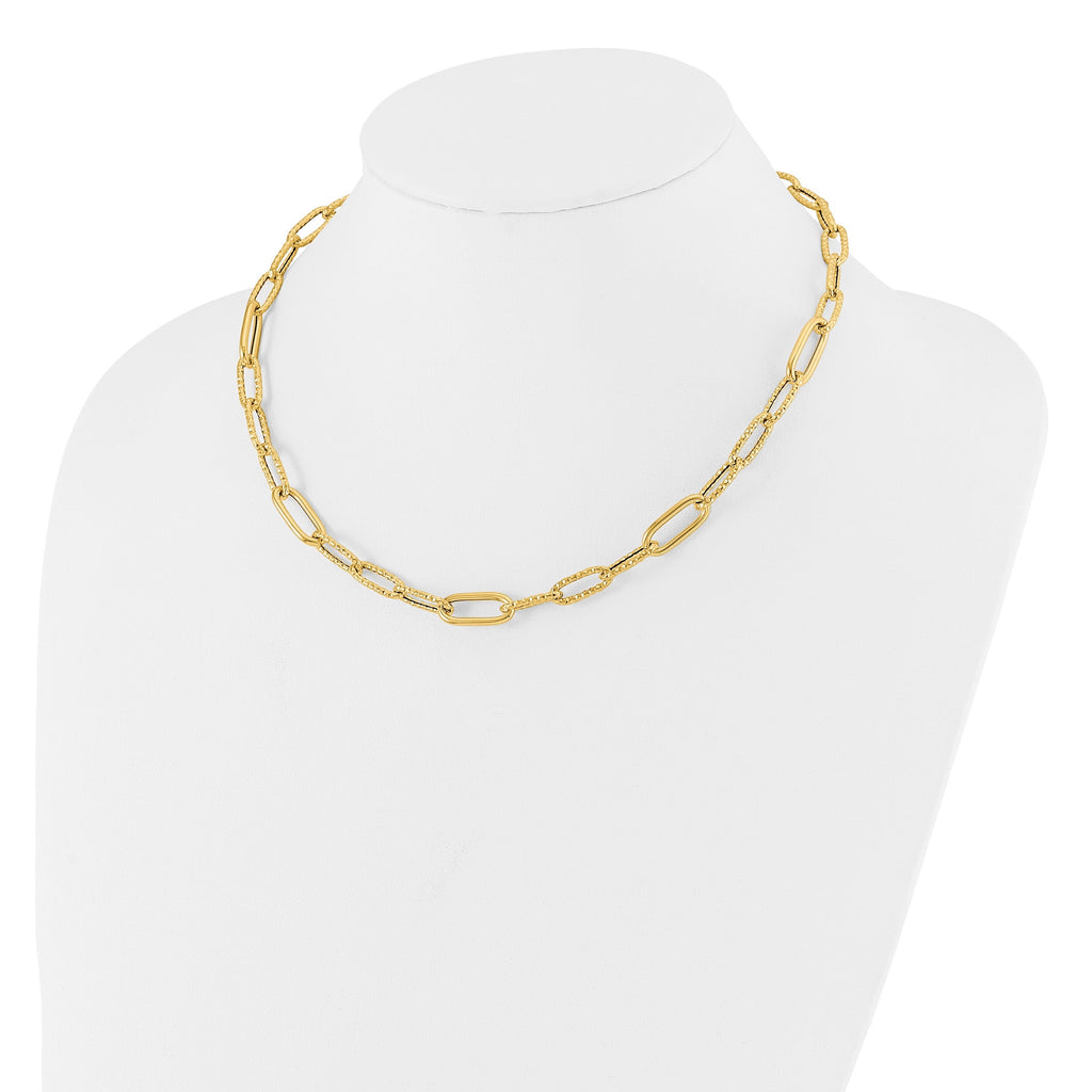 18 inch Fancy Paperclip Link Chain Necklace 14K Yellow Gold