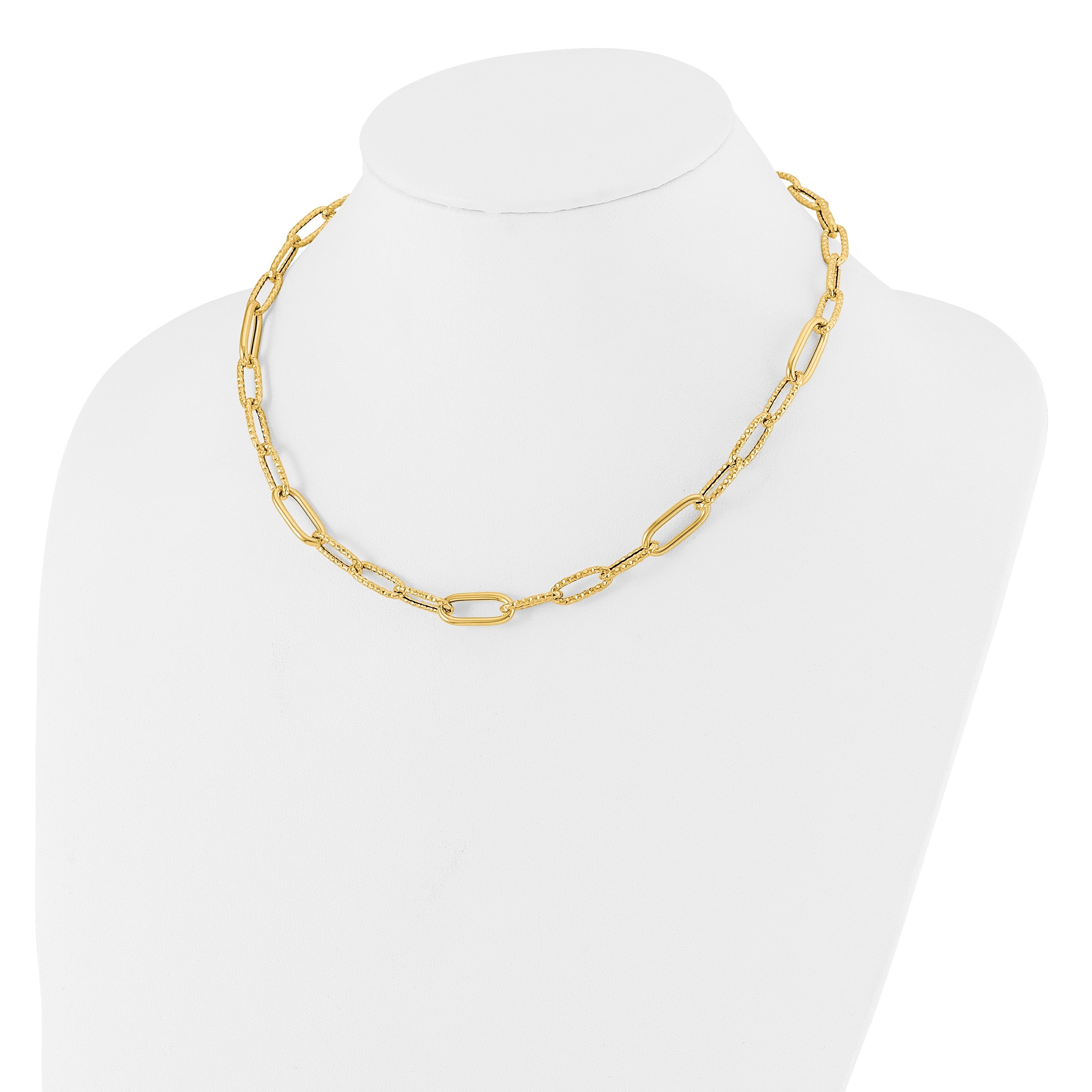 18 inch Fancy Paperclip Link Chain Necklace 14K Yellow Gold
