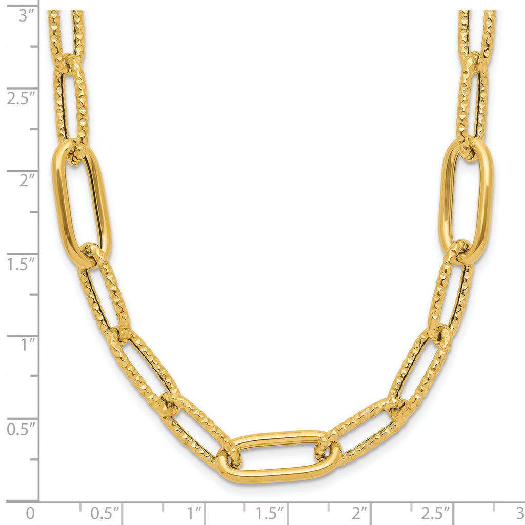 18 inch Fancy Paperclip Link Chain Necklace 14K Yellow Gold