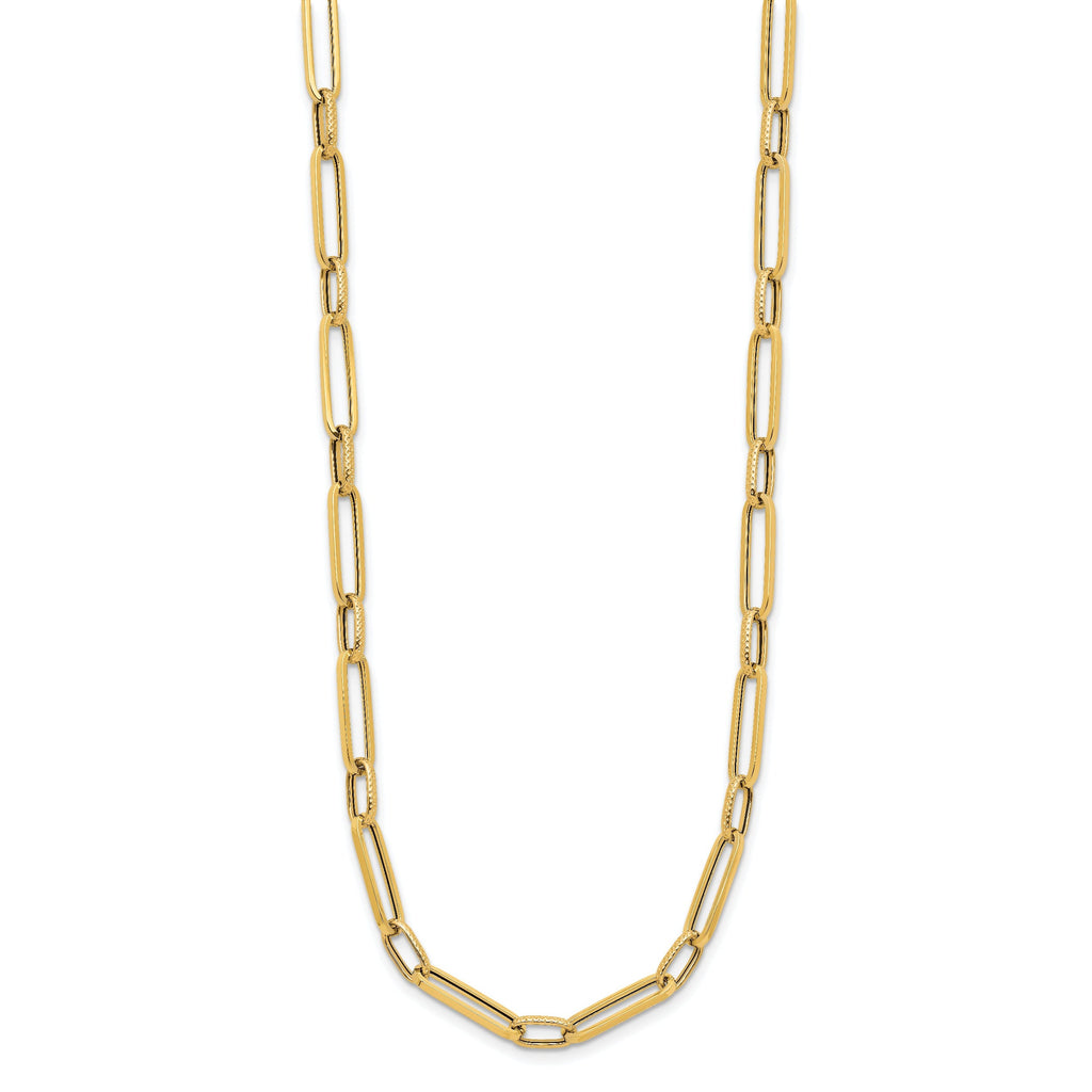14K Yellow Gold Fancy Link Chain Necklace 17.5 inch