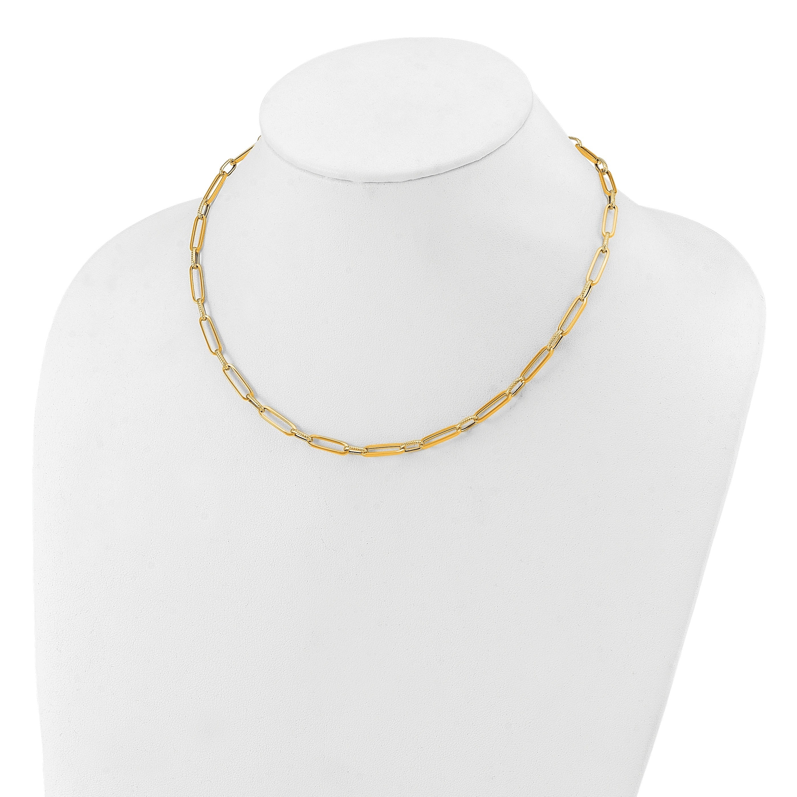 14K Yellow Gold Fancy Link Chain Necklace 17.5 inch